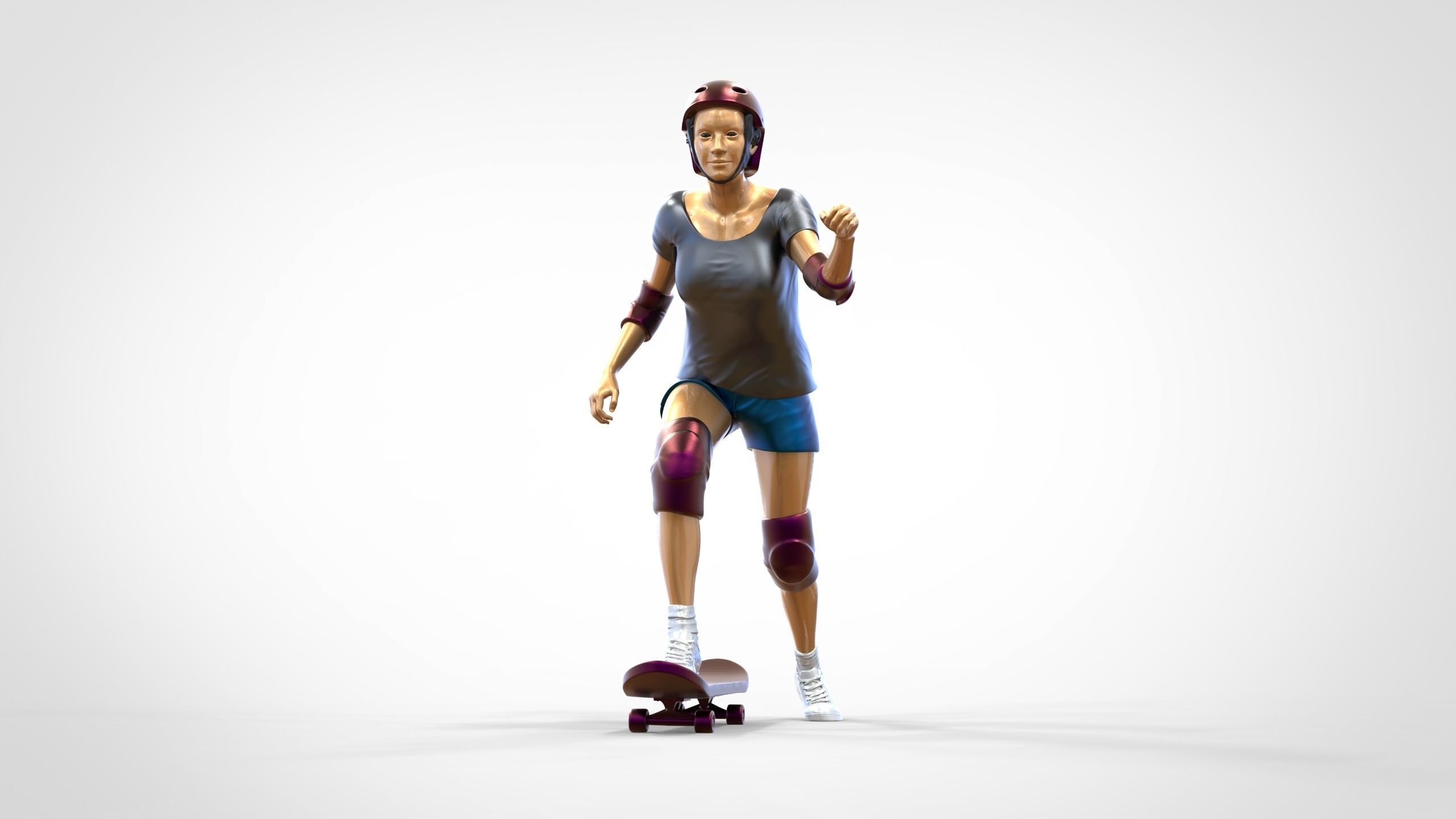 N2 Skateboarder Skateboarding with Skateboard 3D print model_25