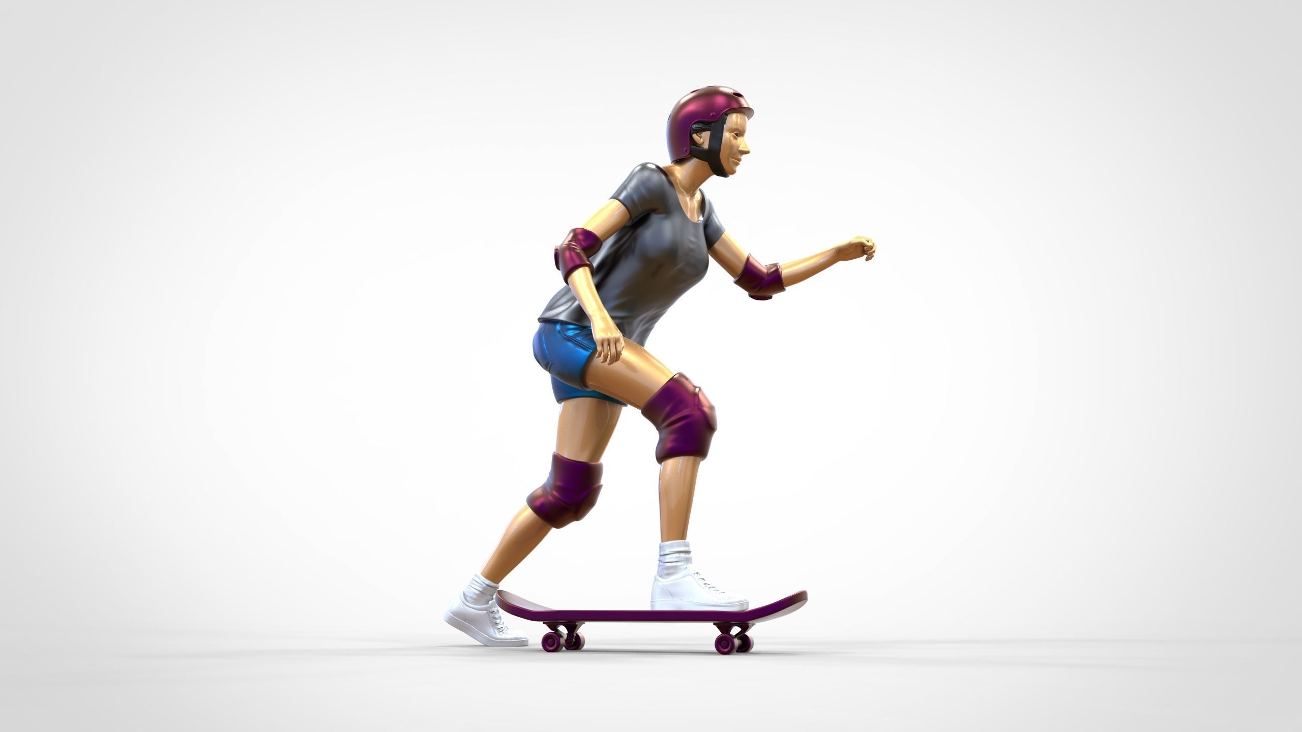 N2 Skateboarder Skateboarding with Skateboard 3D print model_17