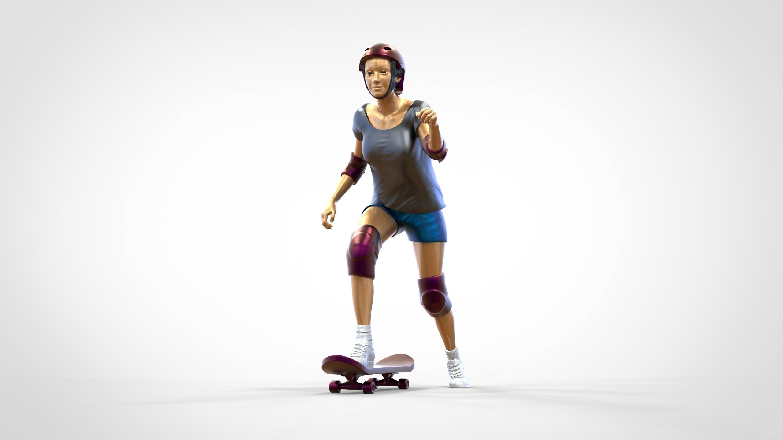 N2 Skateboarder Skateboarding with Skateboard 3D print model_26