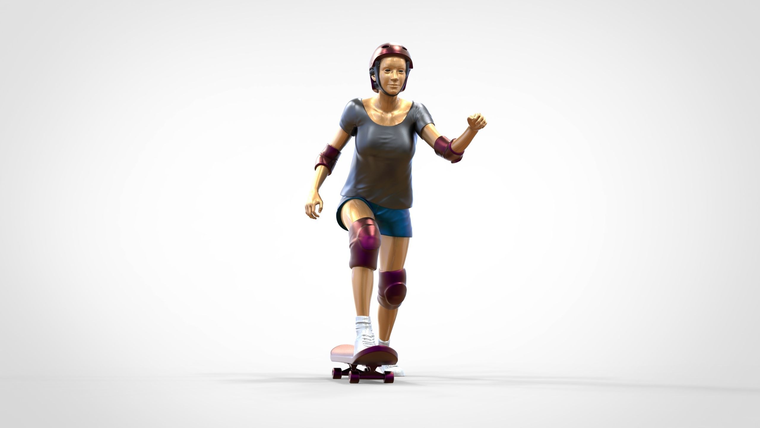 N2 Skateboarder Skateboarding with Skateboard 3D print model_23