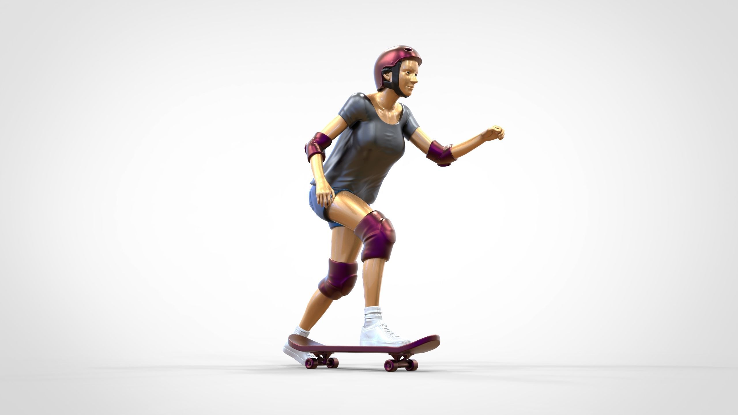N2 Skateboarder Skateboarding with Skateboard 3D print model_19