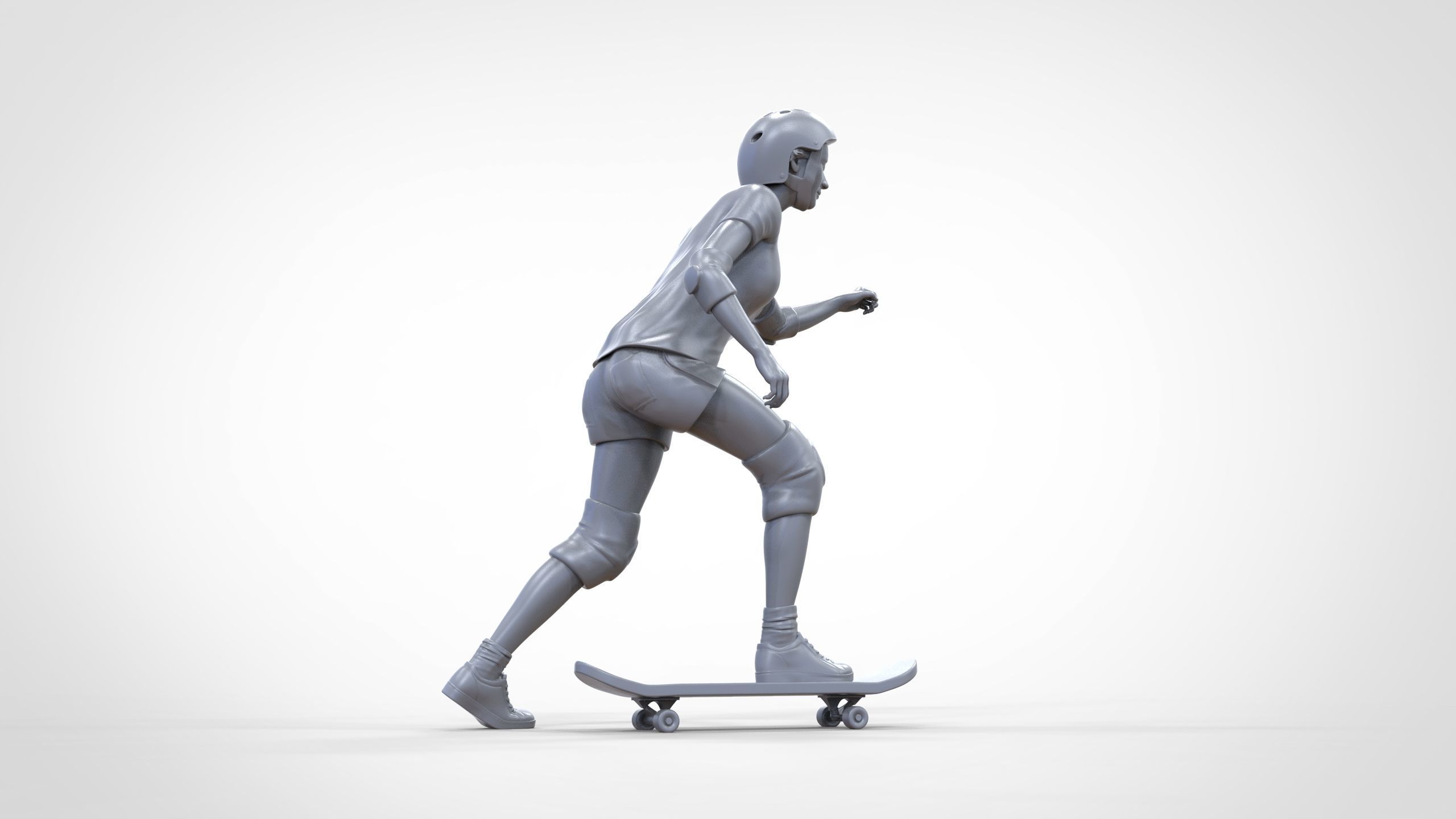 N2 Skateboarder Skateboarding with Skateboard 3D print model_46