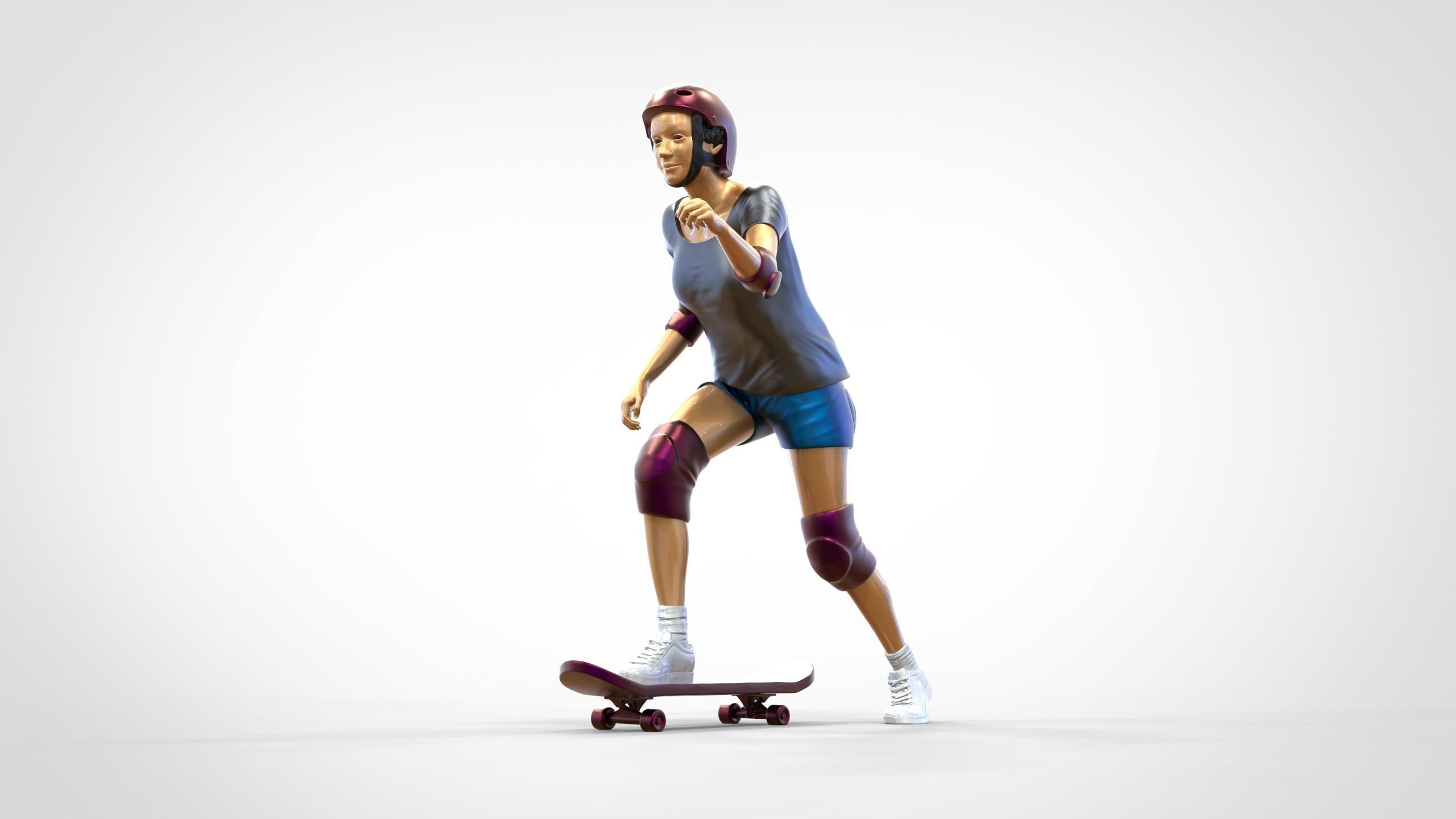 N2 Skateboarder Skateboarding with Skateboard 3D print model_28
