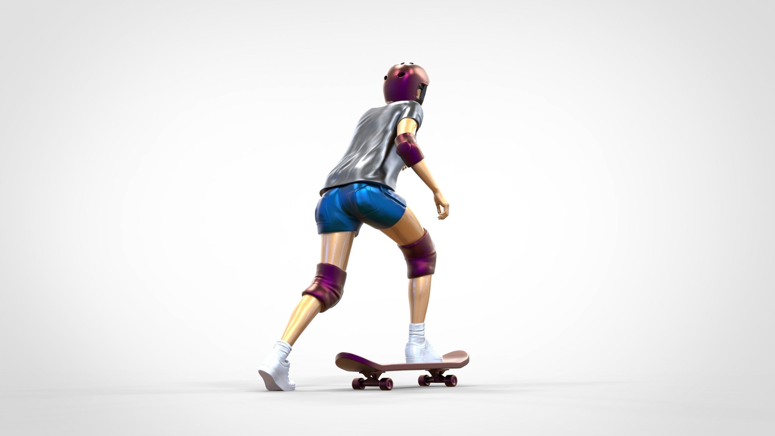 N2 Skateboarder Skateboarding with Skateboard 3D print model_10