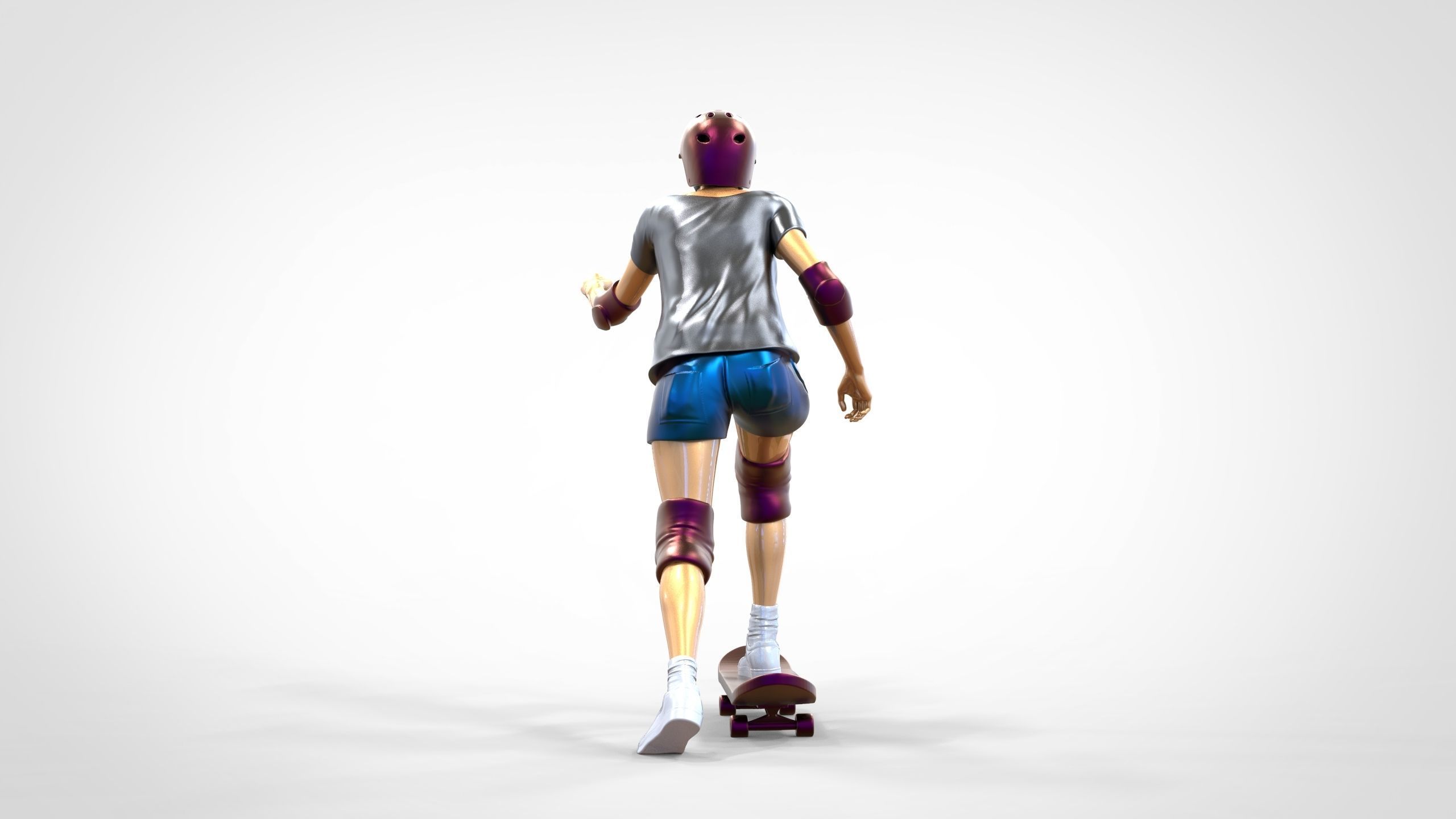 N2 Skateboarder Skateboarding with Skateboard 3D print model_51