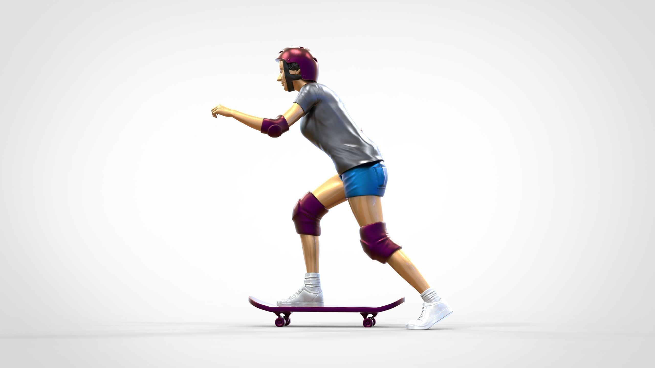 N2 Skateboarder Skateboarding with Skateboard 3D print model_33