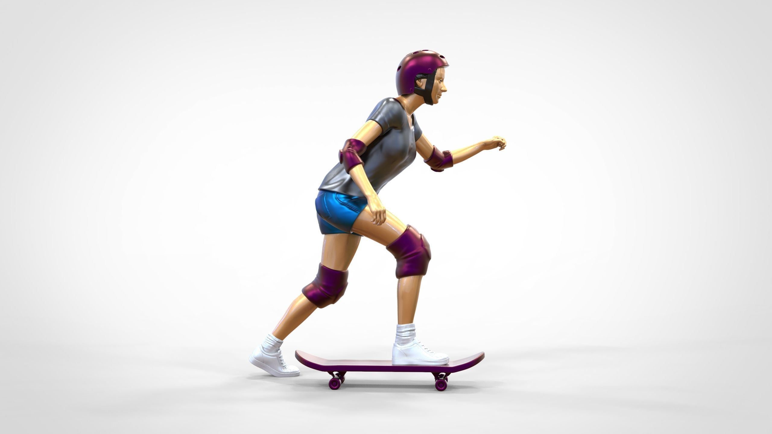 N2 Skateboarder Skateboarding with Skateboard 3D print model_50