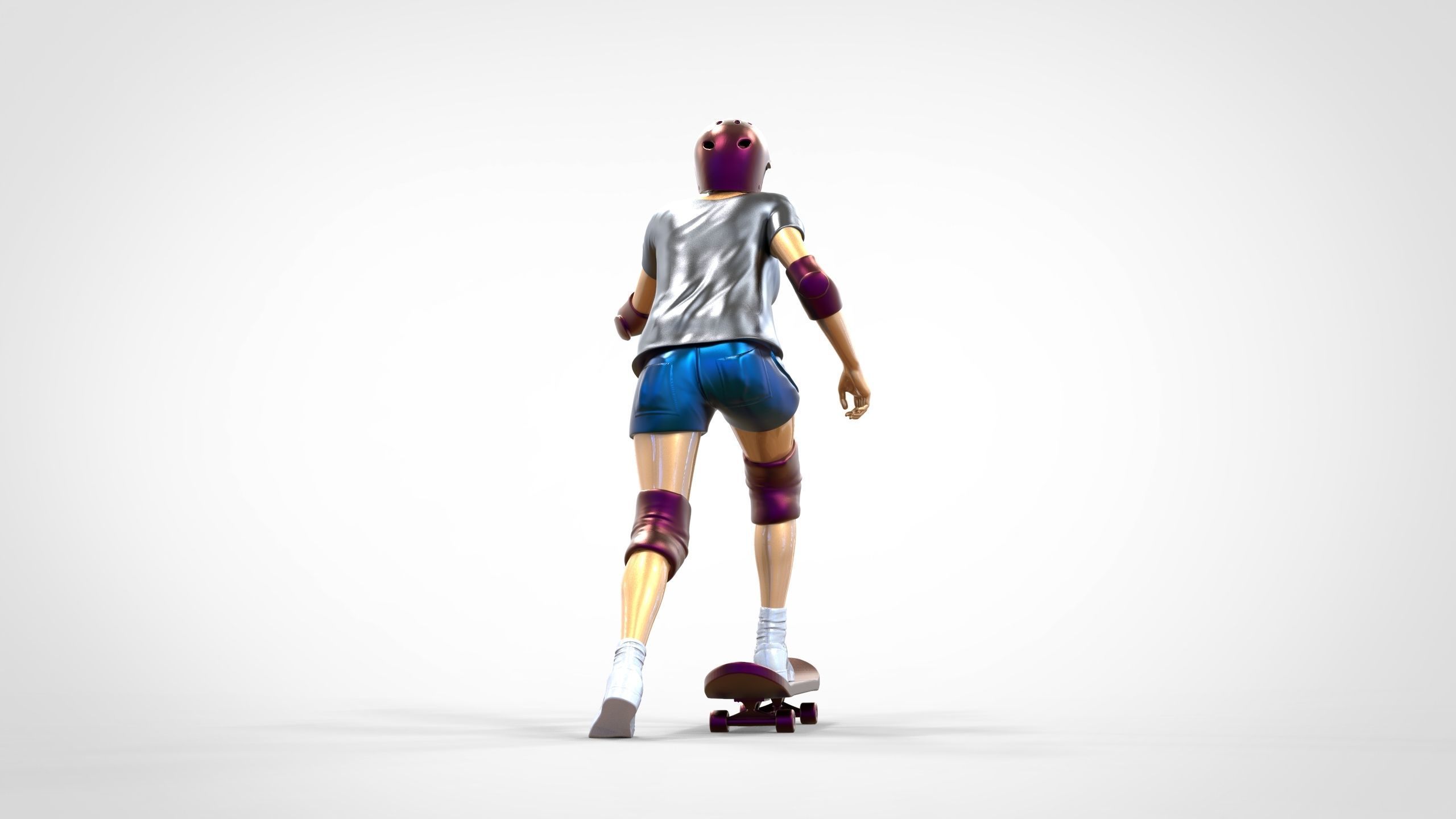 N2 Skateboarder Skateboarding with Skateboard 3D print model_7