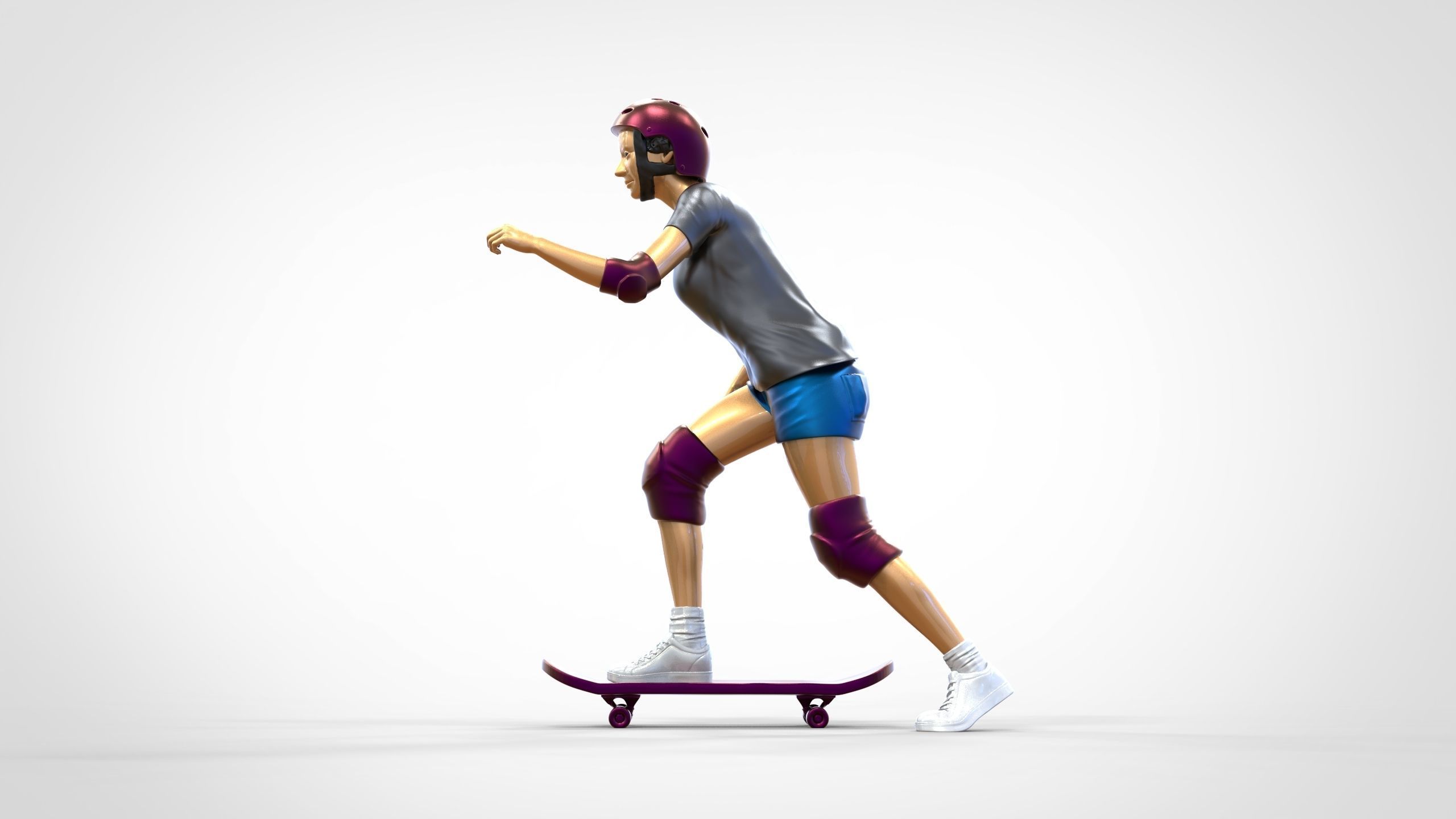 N2 Skateboarder Skateboarding with Skateboard 3D print model_32