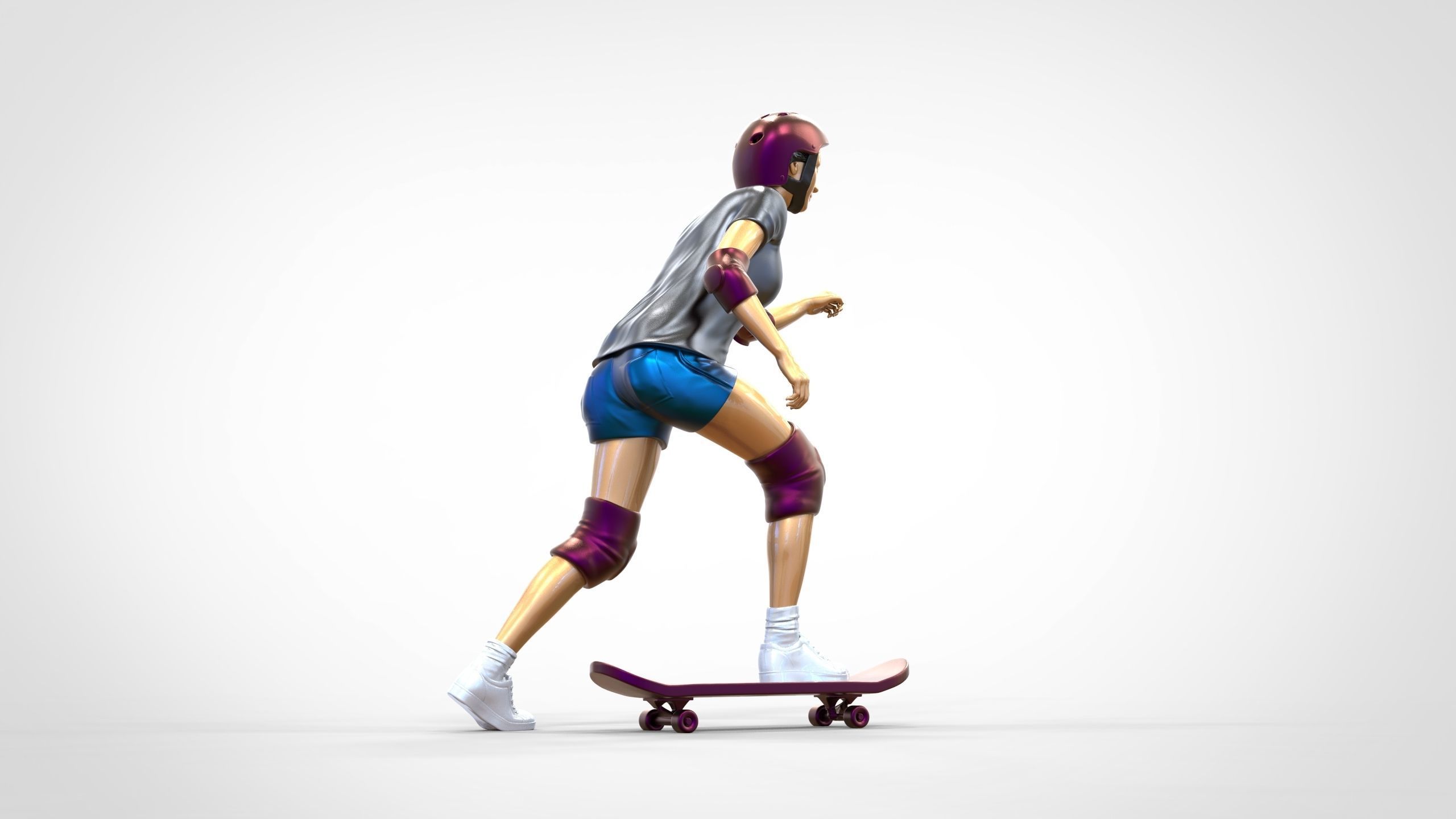 N2 Skateboarder Skateboarding with Skateboard 3D print model_12
