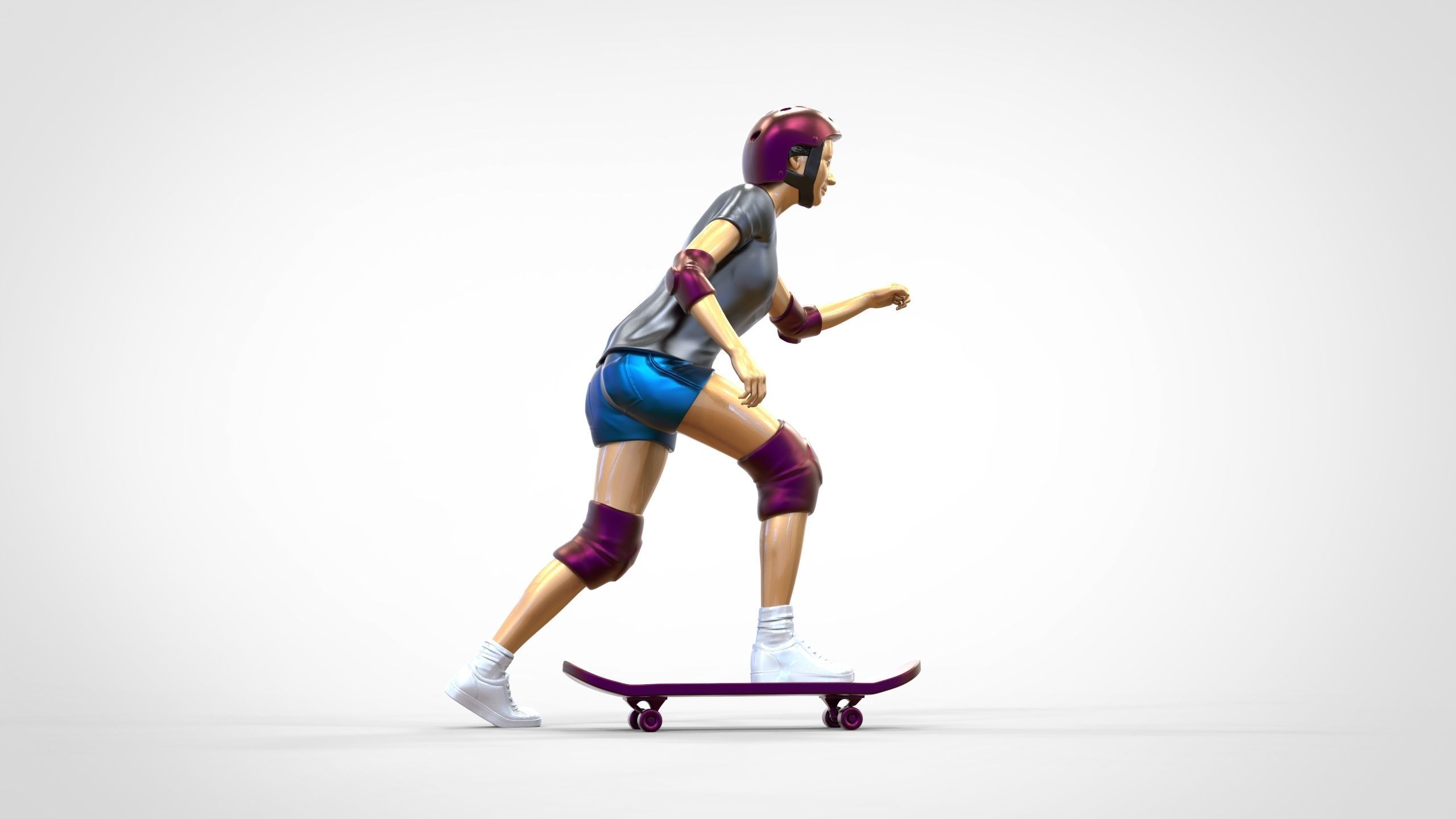 N2 Skateboarder Skateboarding with Skateboard 3D print model_14