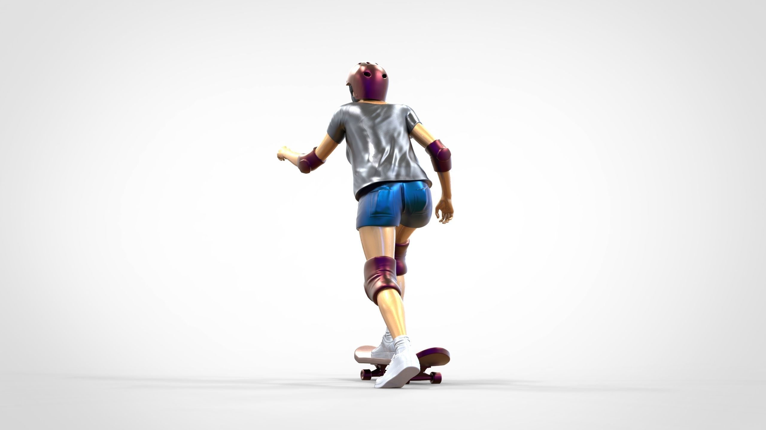 N2 Skateboarder Skateboarding with Skateboard 3D print model_4