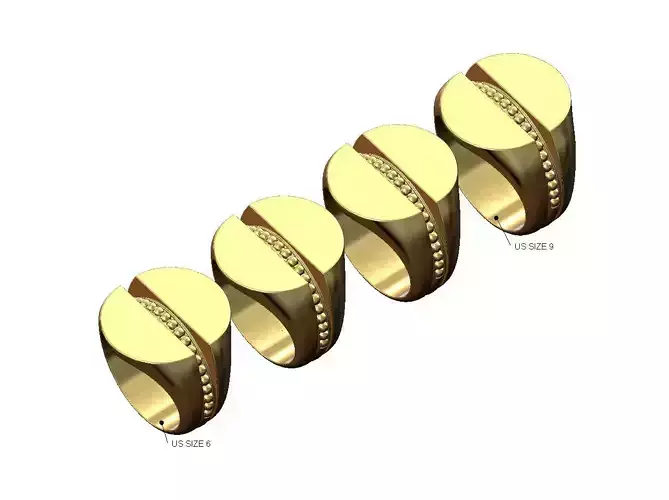 Beaded split round signet ring US sizes 6to9