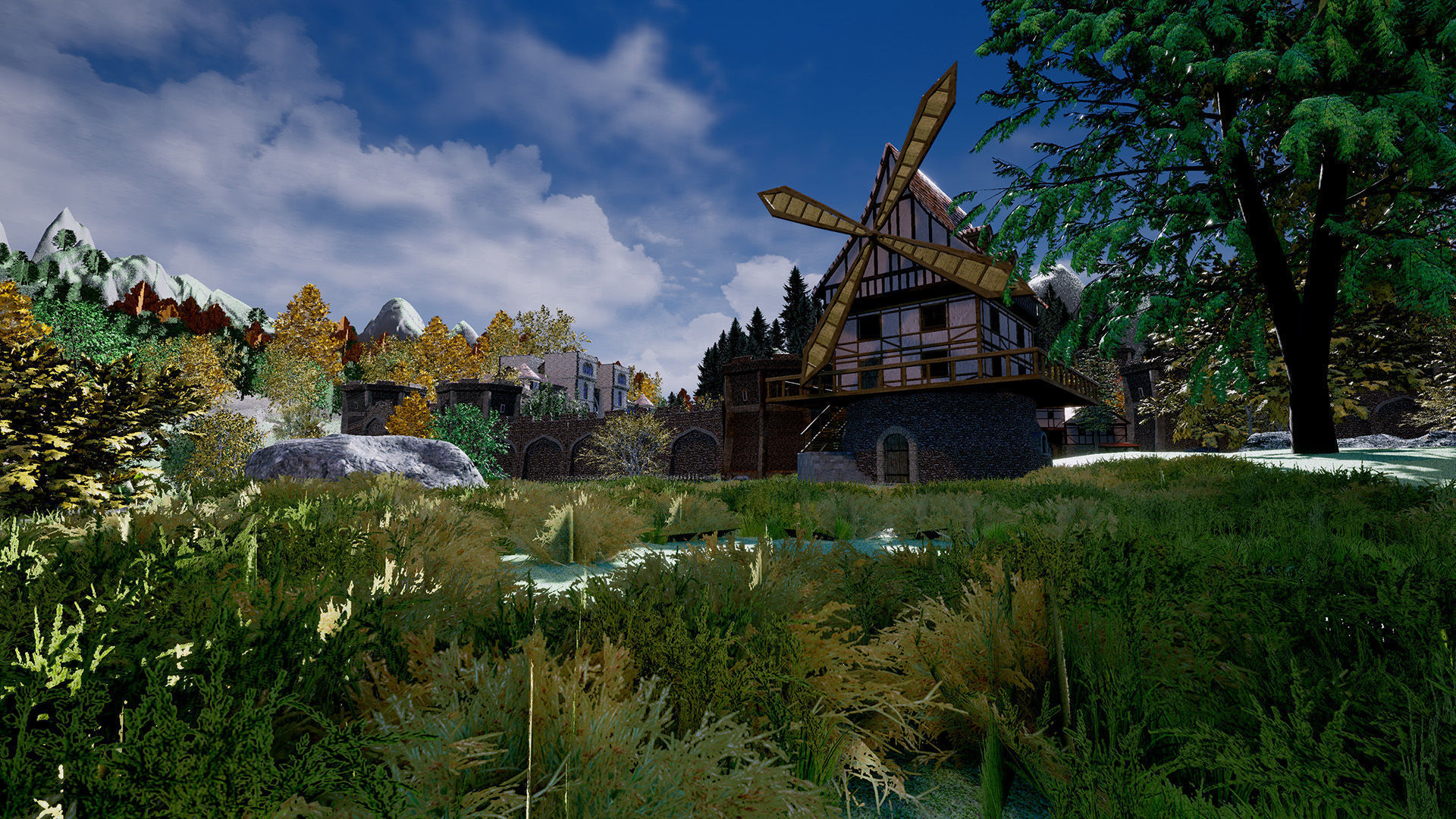 Medieval Modular Building Environment Houses Castle and Farmland Low-poly 3D model_10