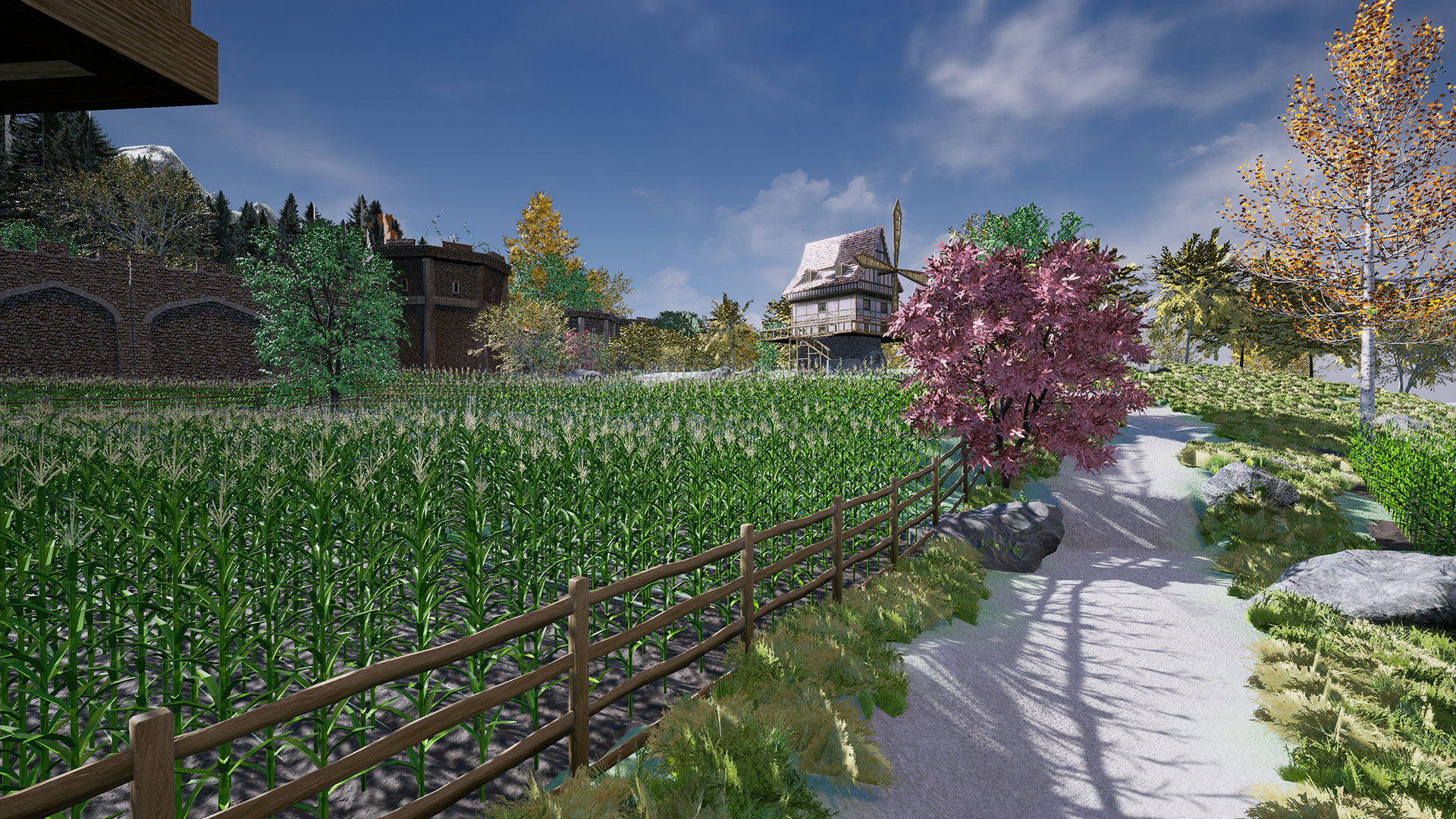 Medieval Modular Building Environment Houses Castle and Farmland Low-poly 3D model_11