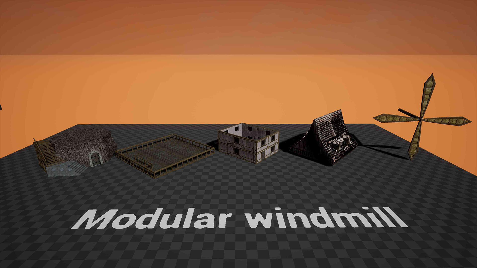 Medieval Modular Building Environment Houses Castle and Farmland Low-poly 3D model_19