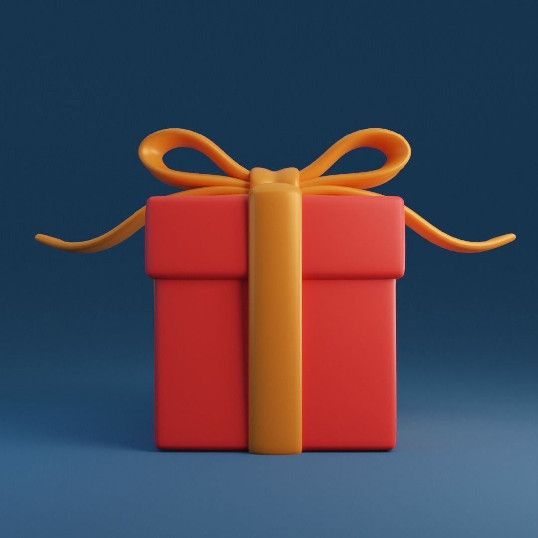 Cartoon gift present Low-poly 3D model_6