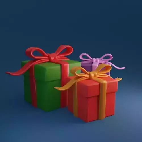Cartoon gift present Low-poly 3D model