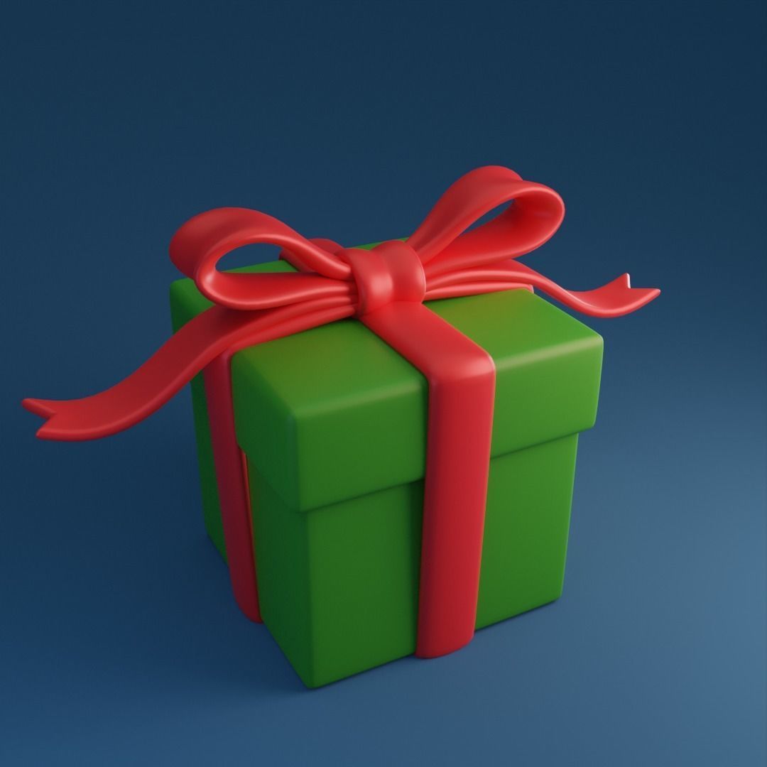 Cartoon gift present Low-poly 3D model_4