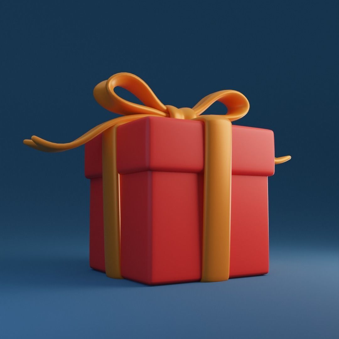 Cartoon gift present Low-poly 3D model_5