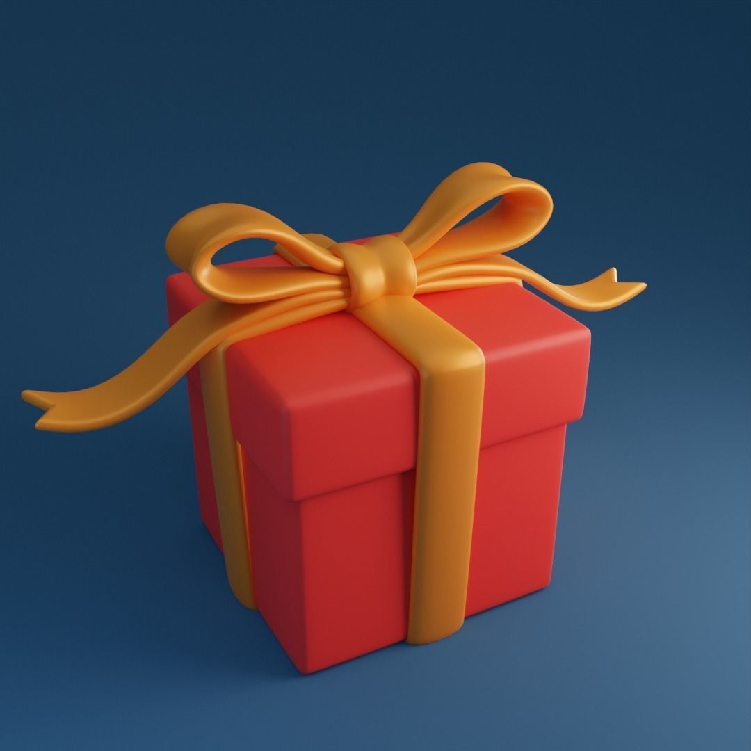 Cartoon gift present Low-poly 3D model_3