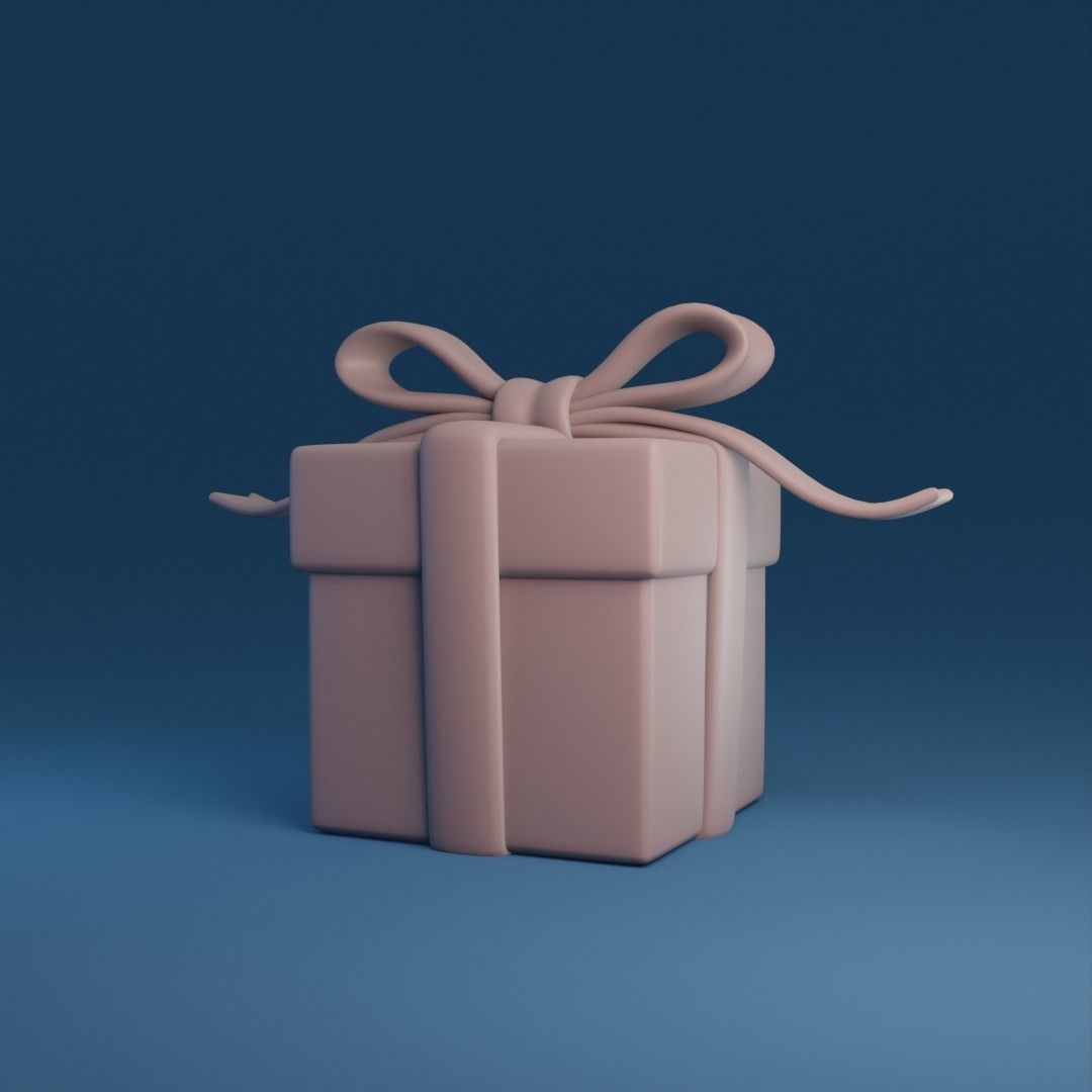 Cartoon gift present Low-poly 3D model_7