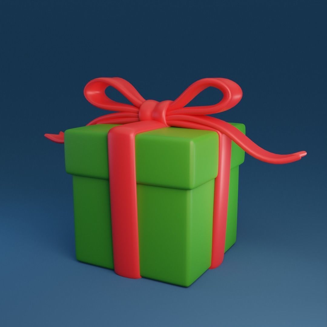 Cartoon gift present Low-poly 3D model_2
