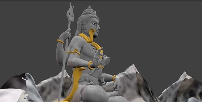 kailash parvat with bholenath snake water and animation Texture