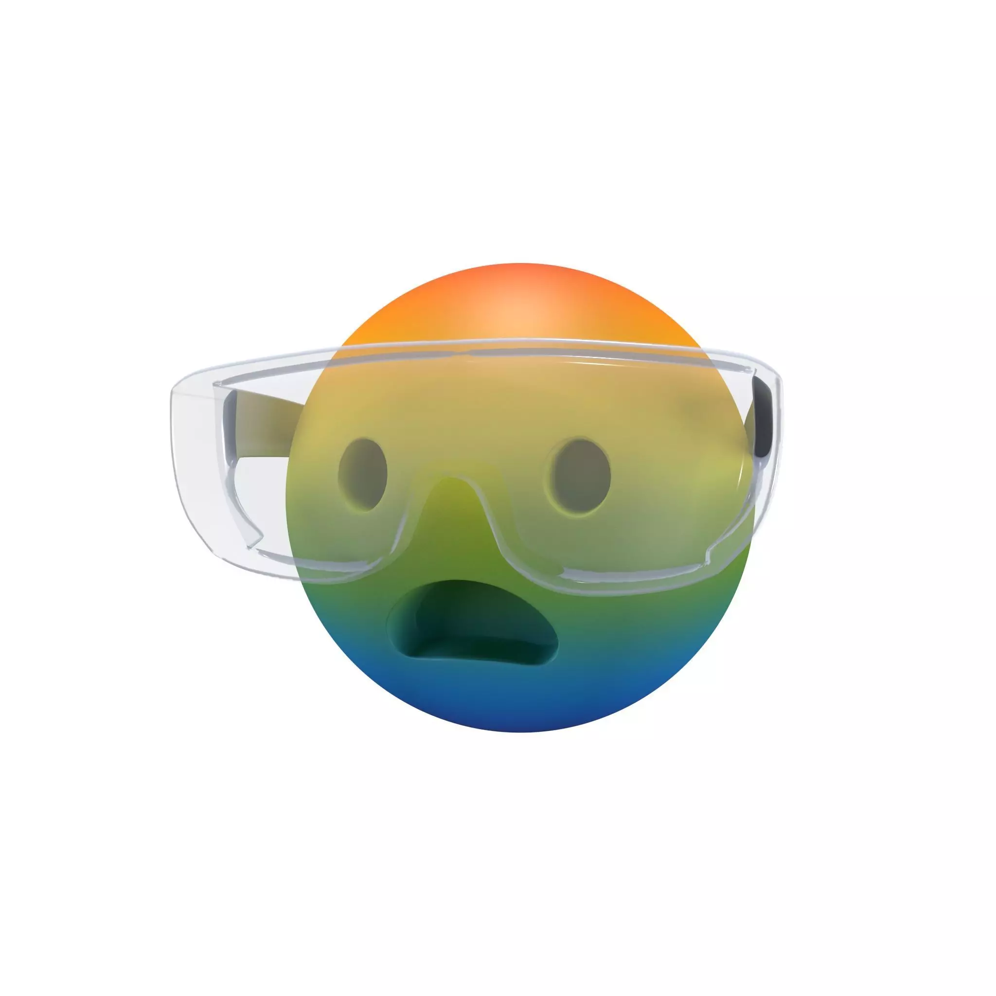 Frowning Face With Safety Glasses v1 005 Low-poly 3D model_0