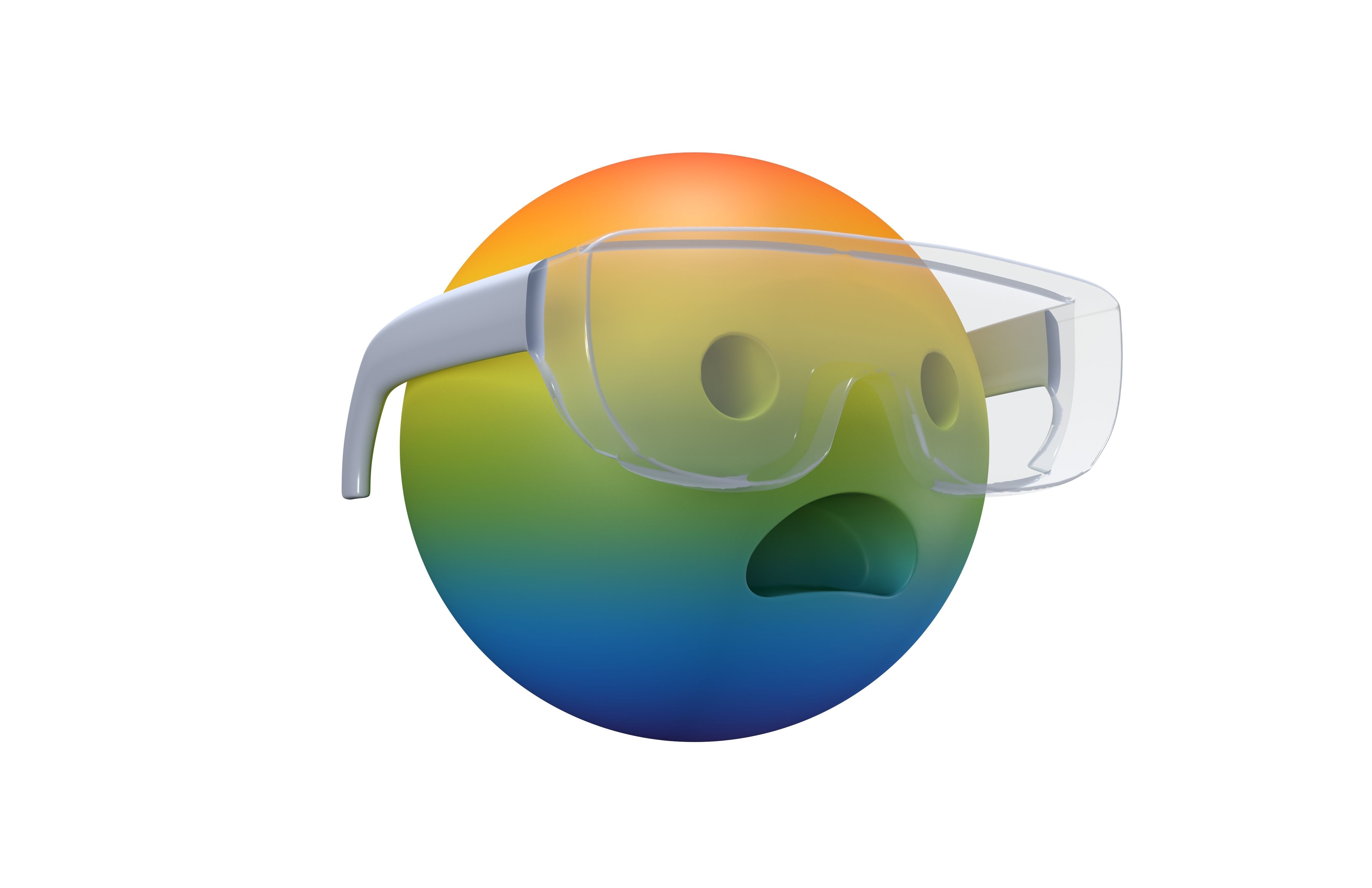 Frowning Face With Safety Glasses v1 005 Low-poly 3D model_1