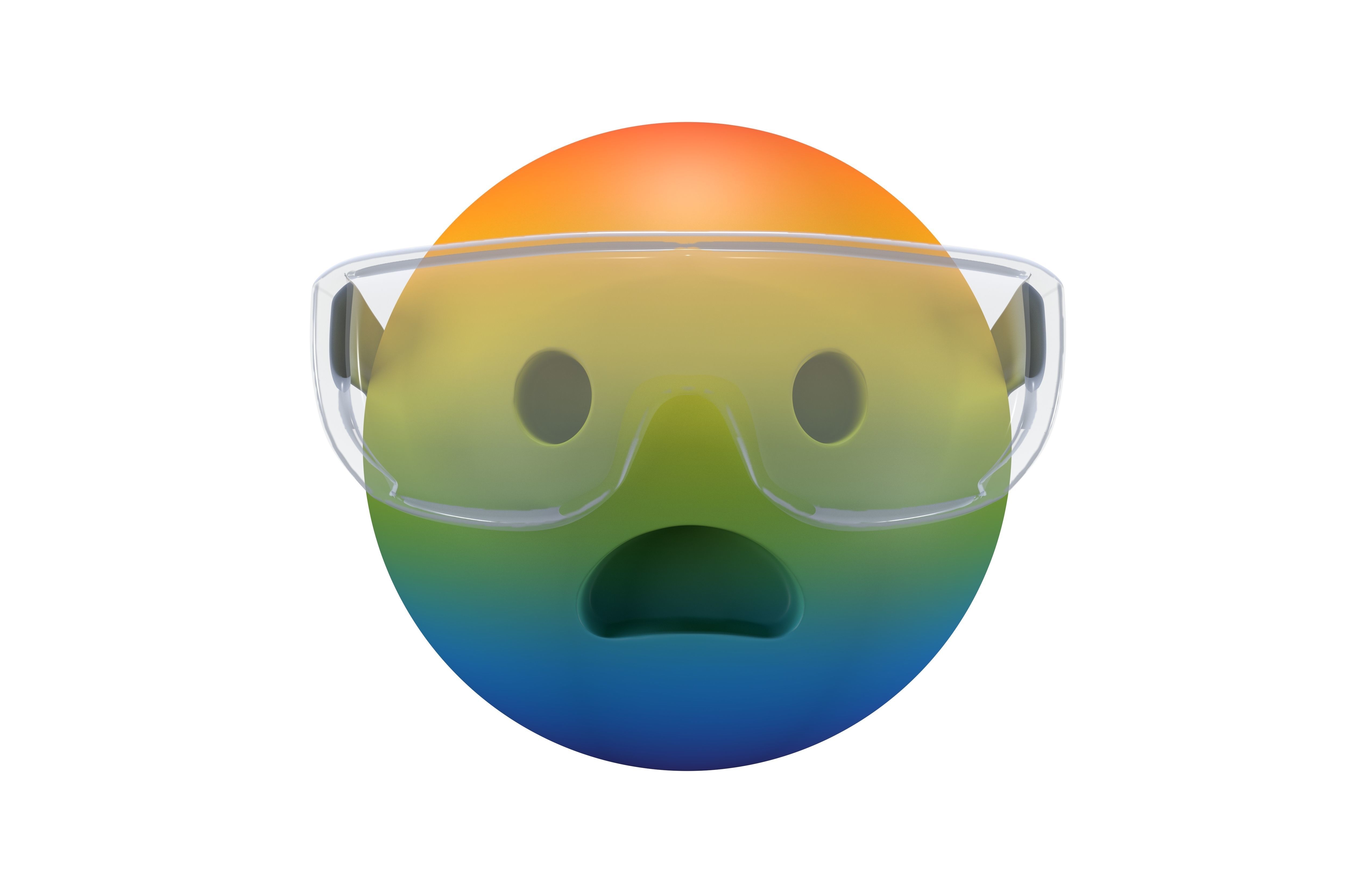 Frowning Face With Safety Glasses v1 005 Low-poly 3D model_3