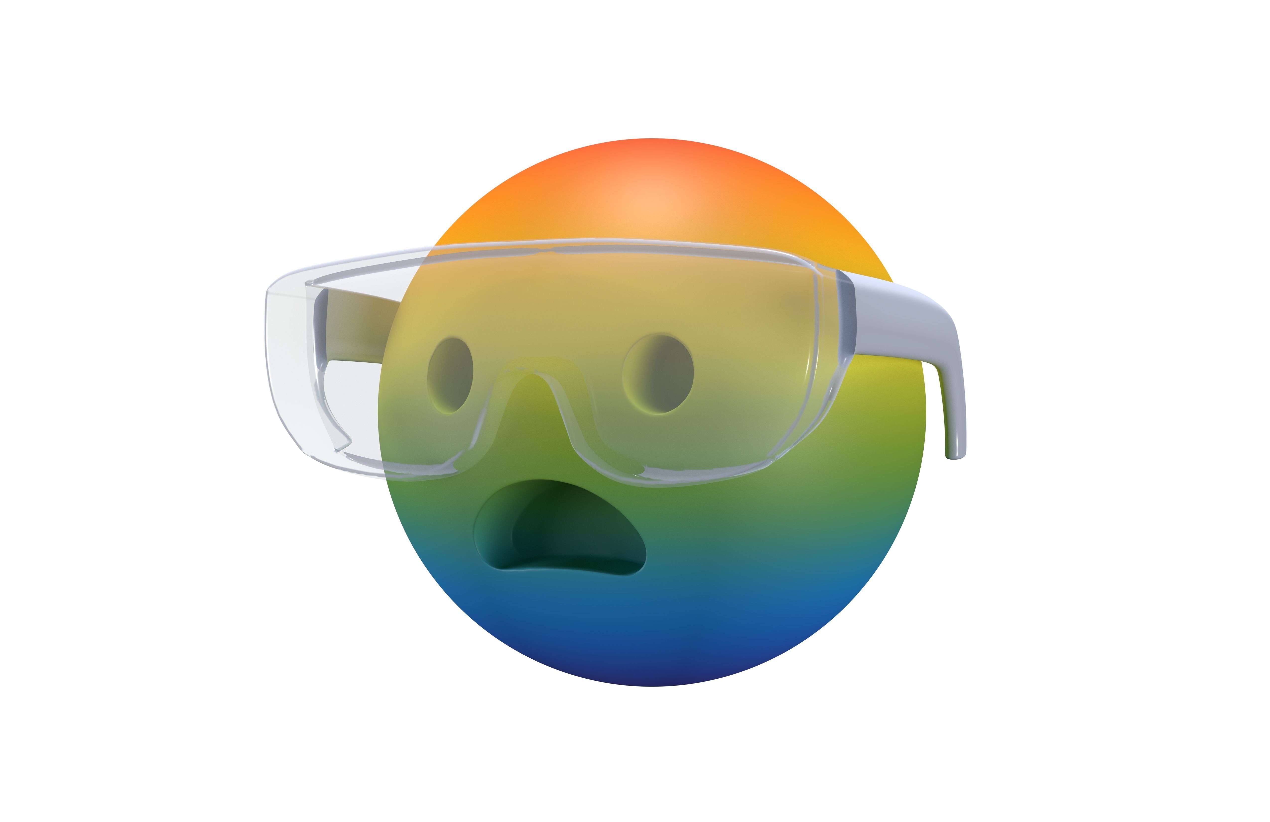 Frowning Face With Safety Glasses v1 005 Low-poly 3D model_2