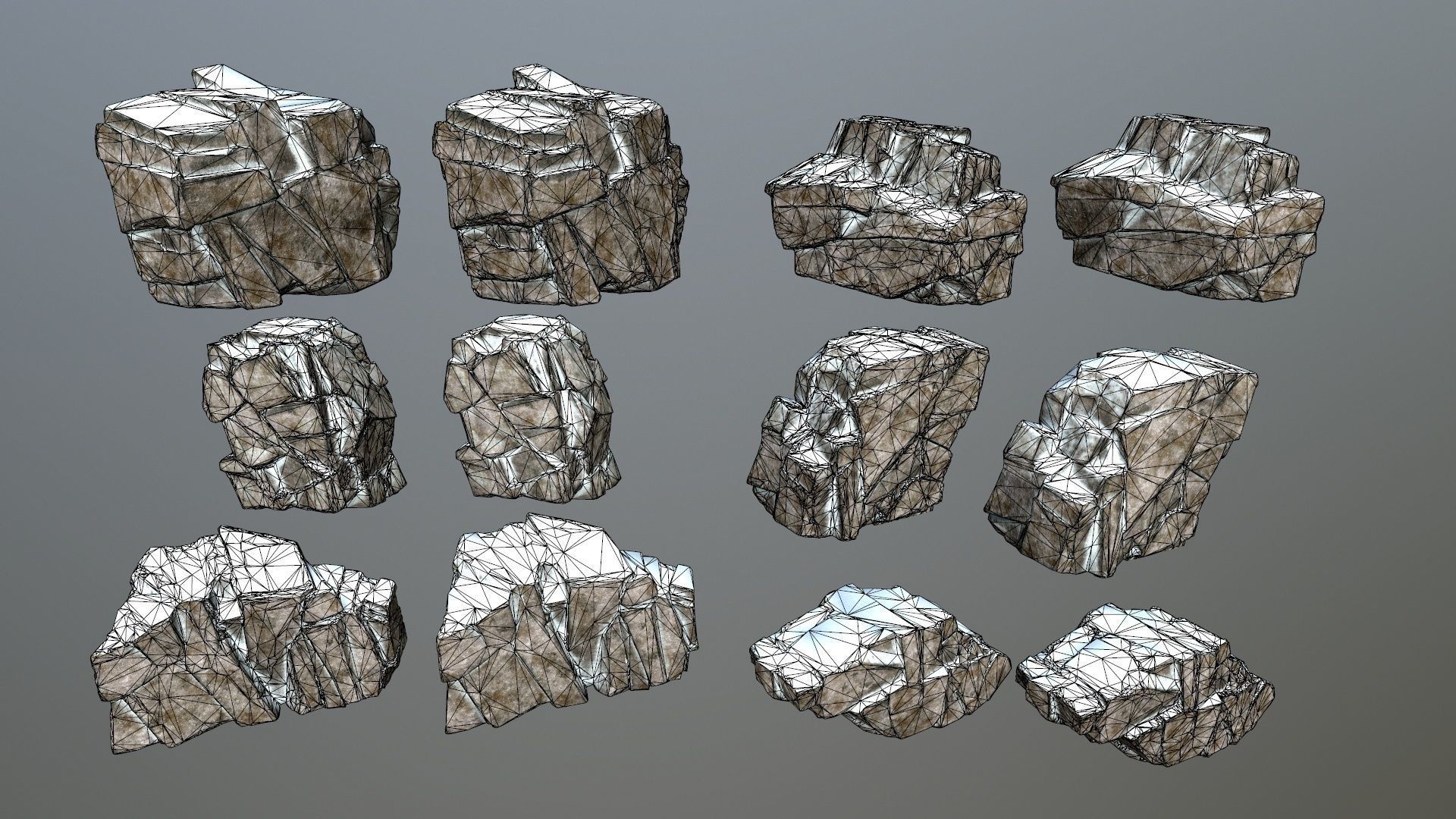 snow rocks Low-poly 3D model_17