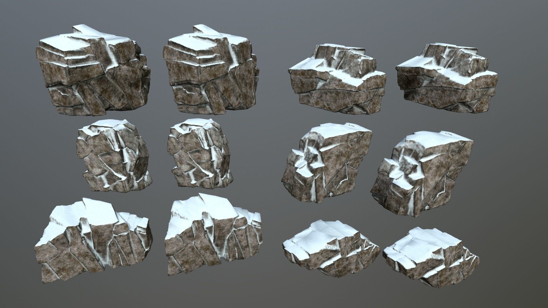 snow rocks Low-poly 3D model_18