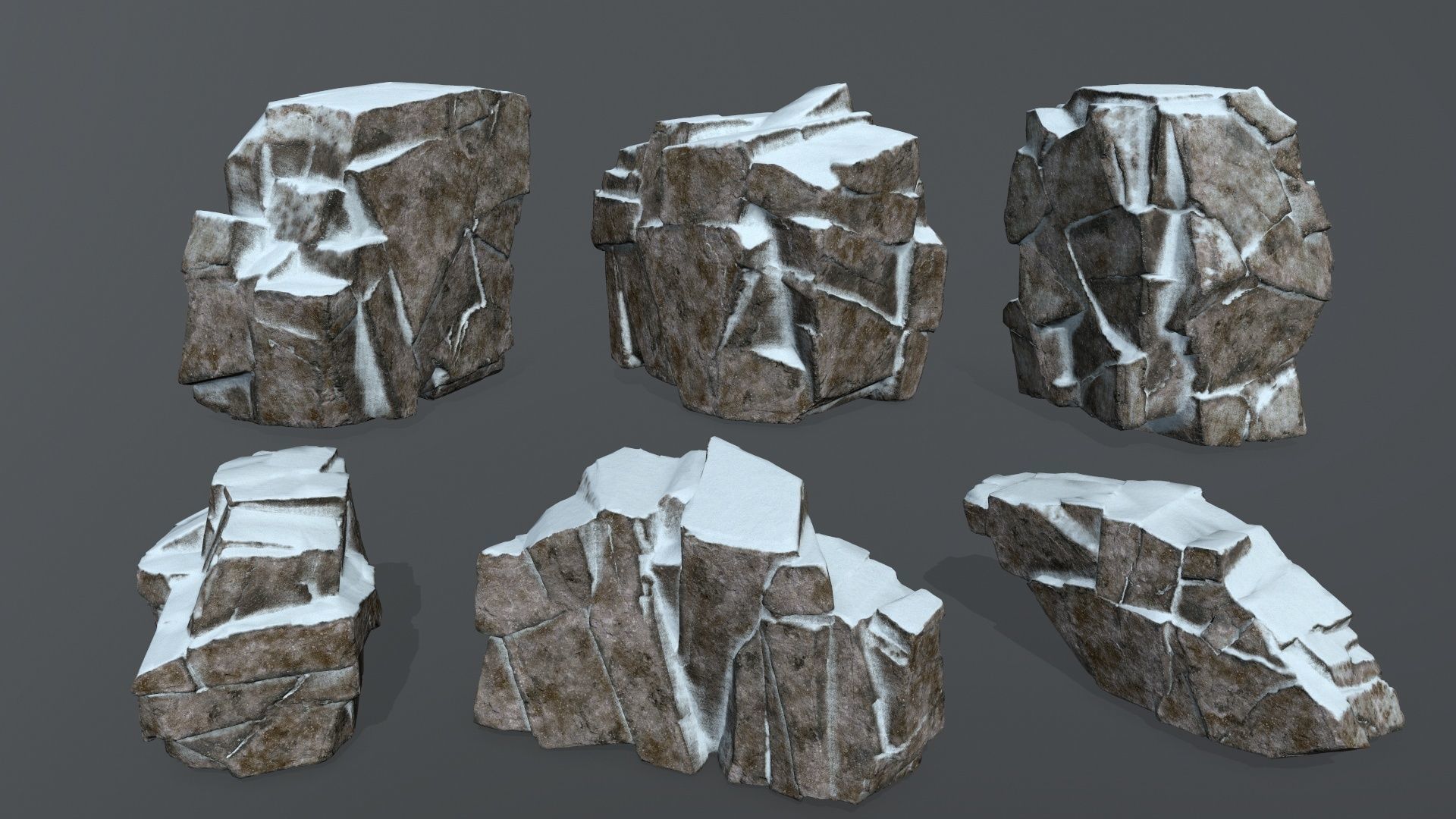 snow rocks Low-poly 3D model_1