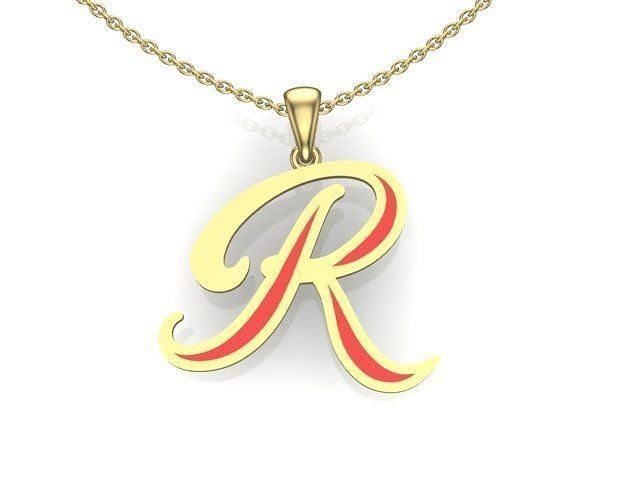 R letter pendant enemal 3D print model