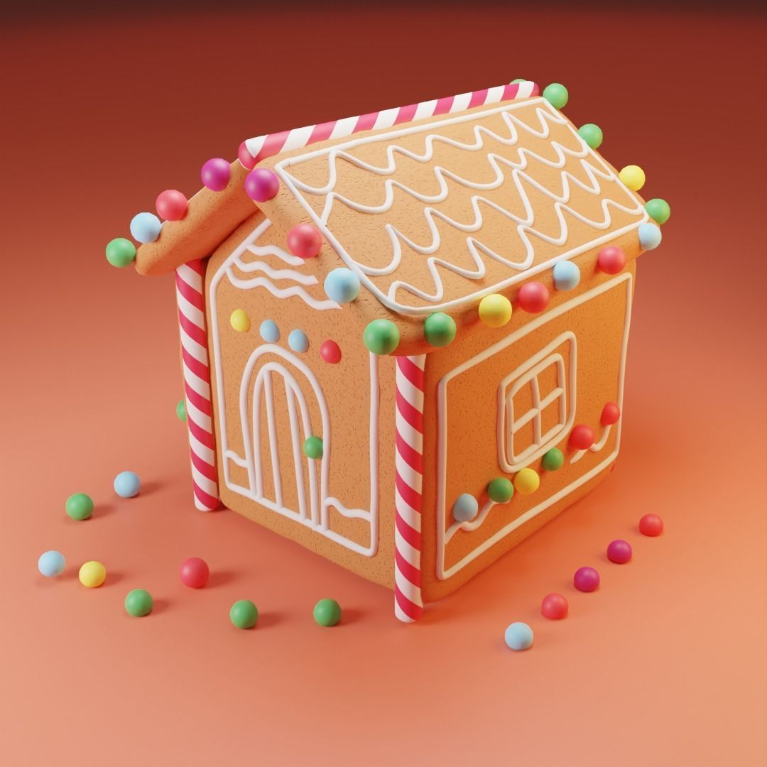 Stylized Ginger Bread House Low-poly 3D model_3