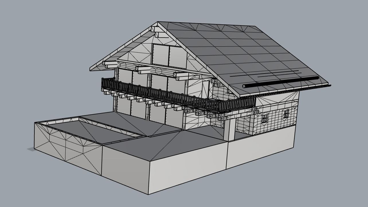 chalet cabin wooden log house 3D model_1