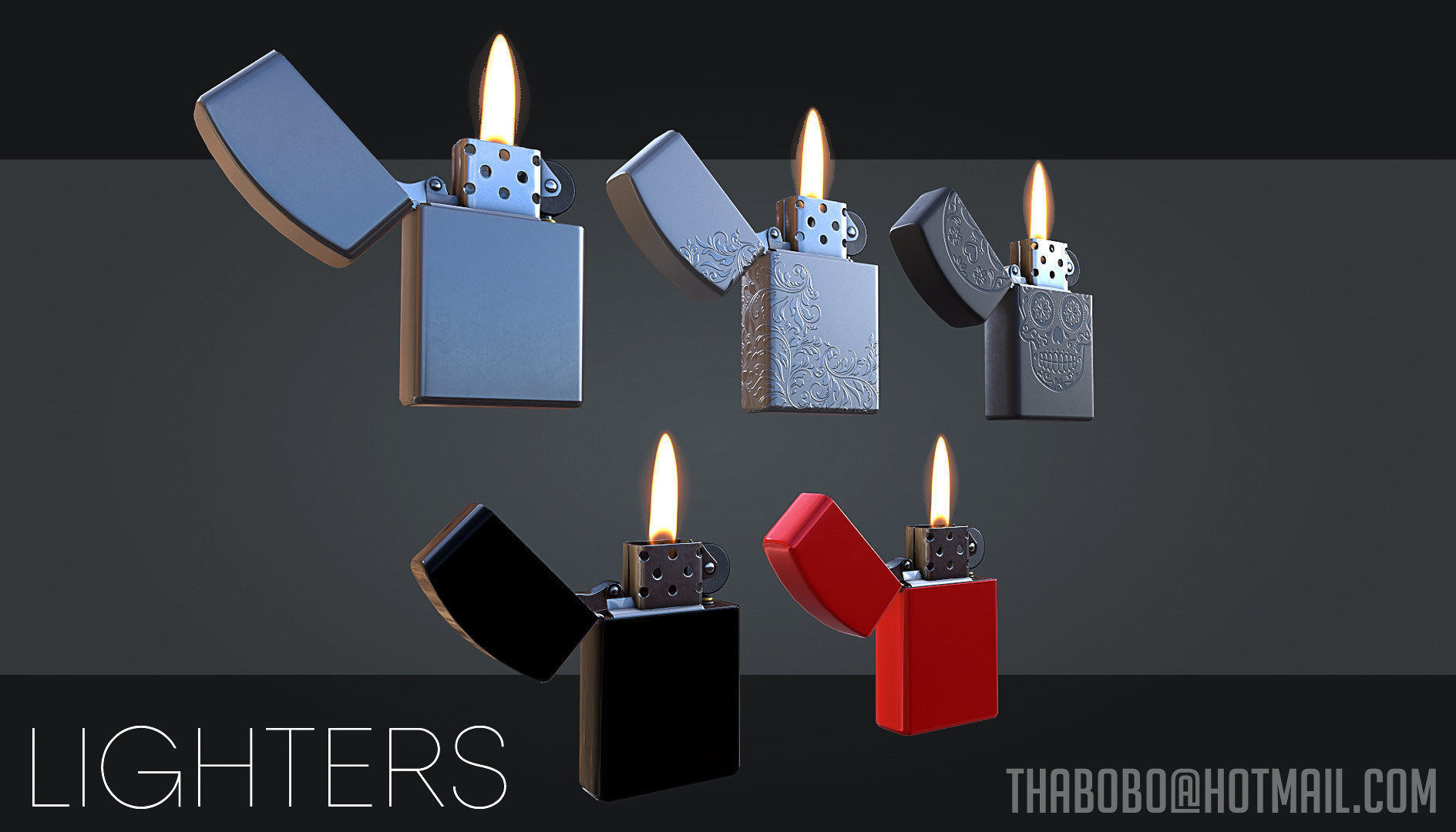 Zippo - Oil lighters Low-poly 3D model_3