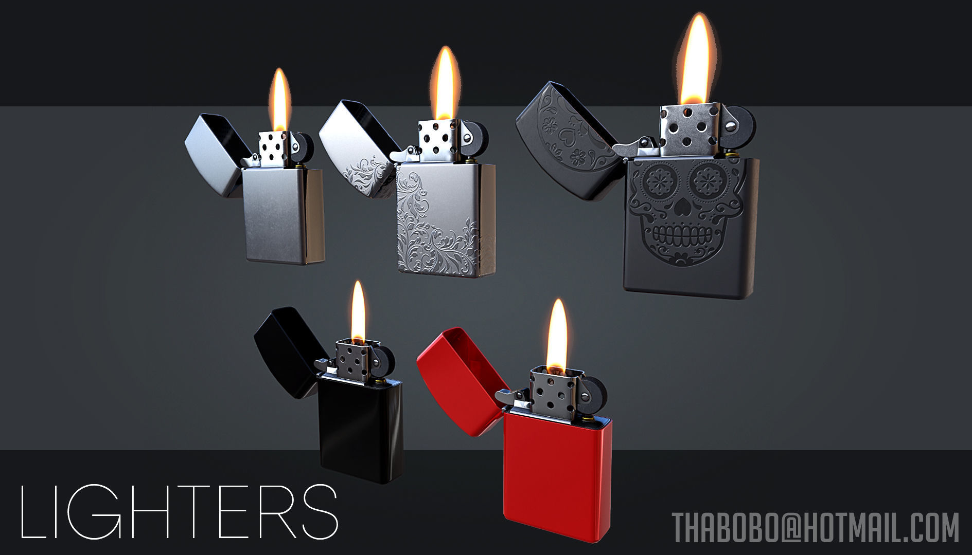 Zippo - Oil lighters Low-poly 3D model_1