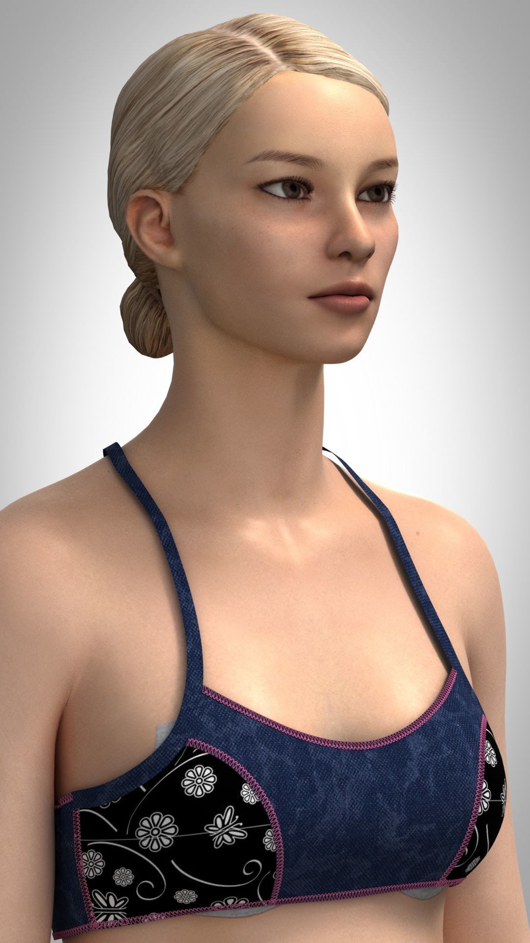 ladies jeans and bikini Low-poly 3D model_1