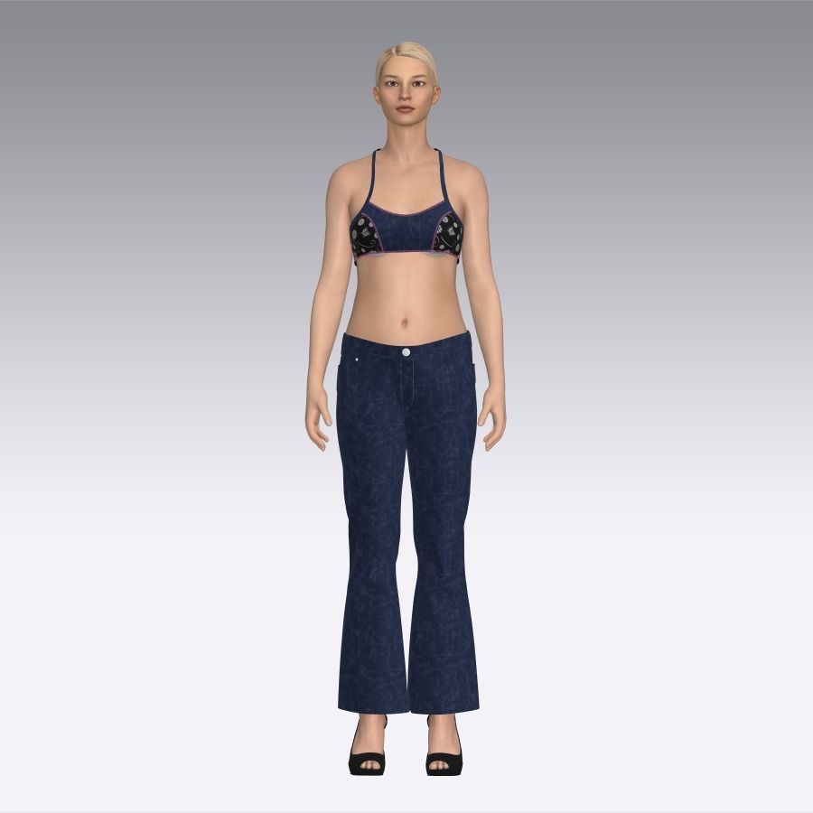ladies jeans and bikini Low-poly 3D model_25
