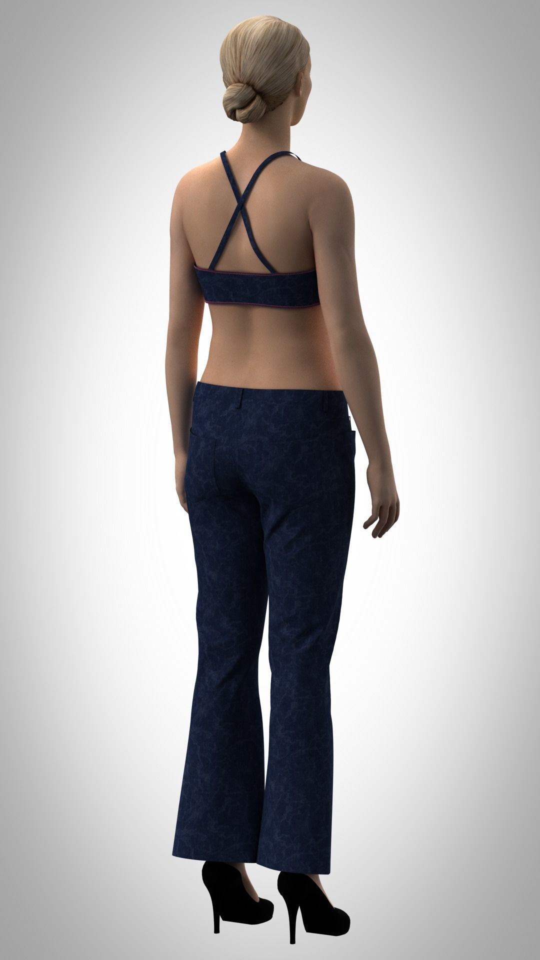 ladies jeans and bikini Low-poly 3D model_4