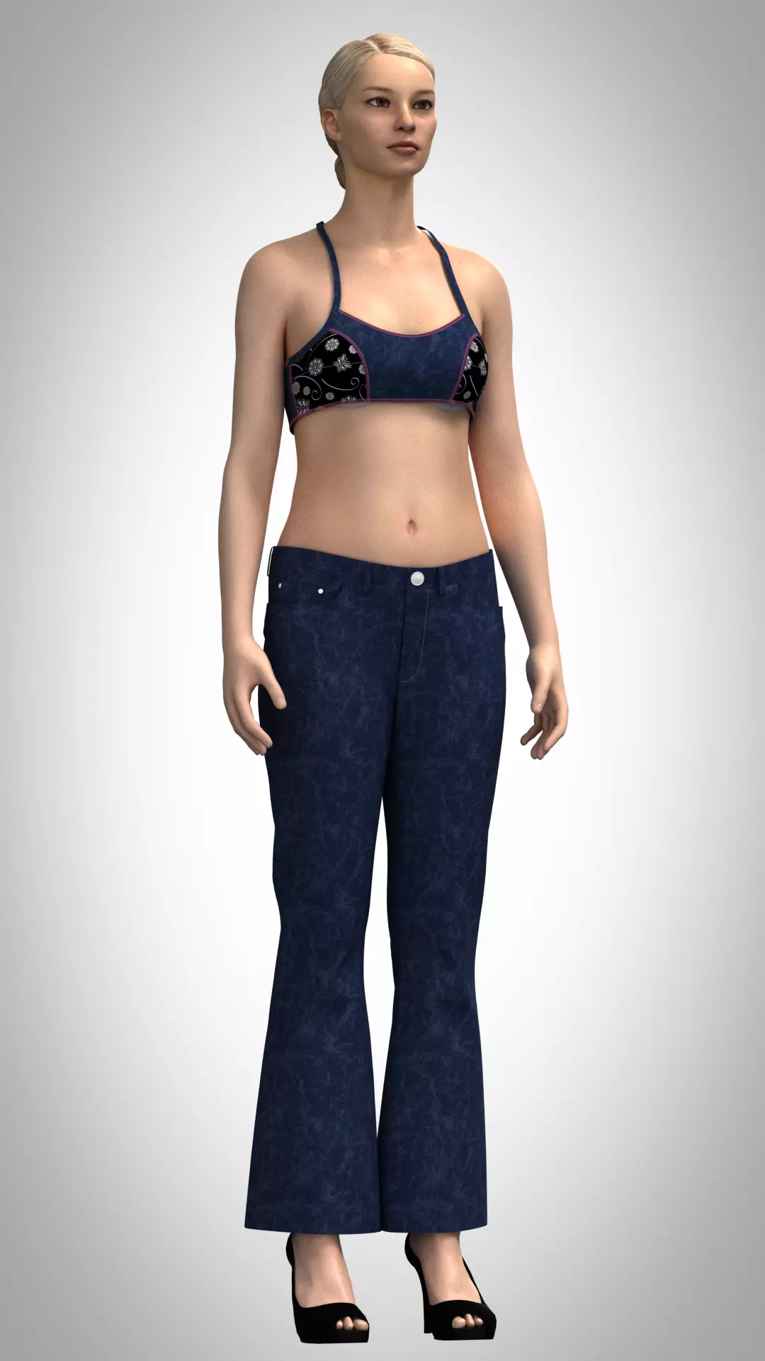 ladies jeans and bikini Low-poly 3D model_0