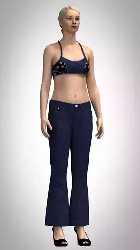 ladies jeans and bikini Low-poly 3D model