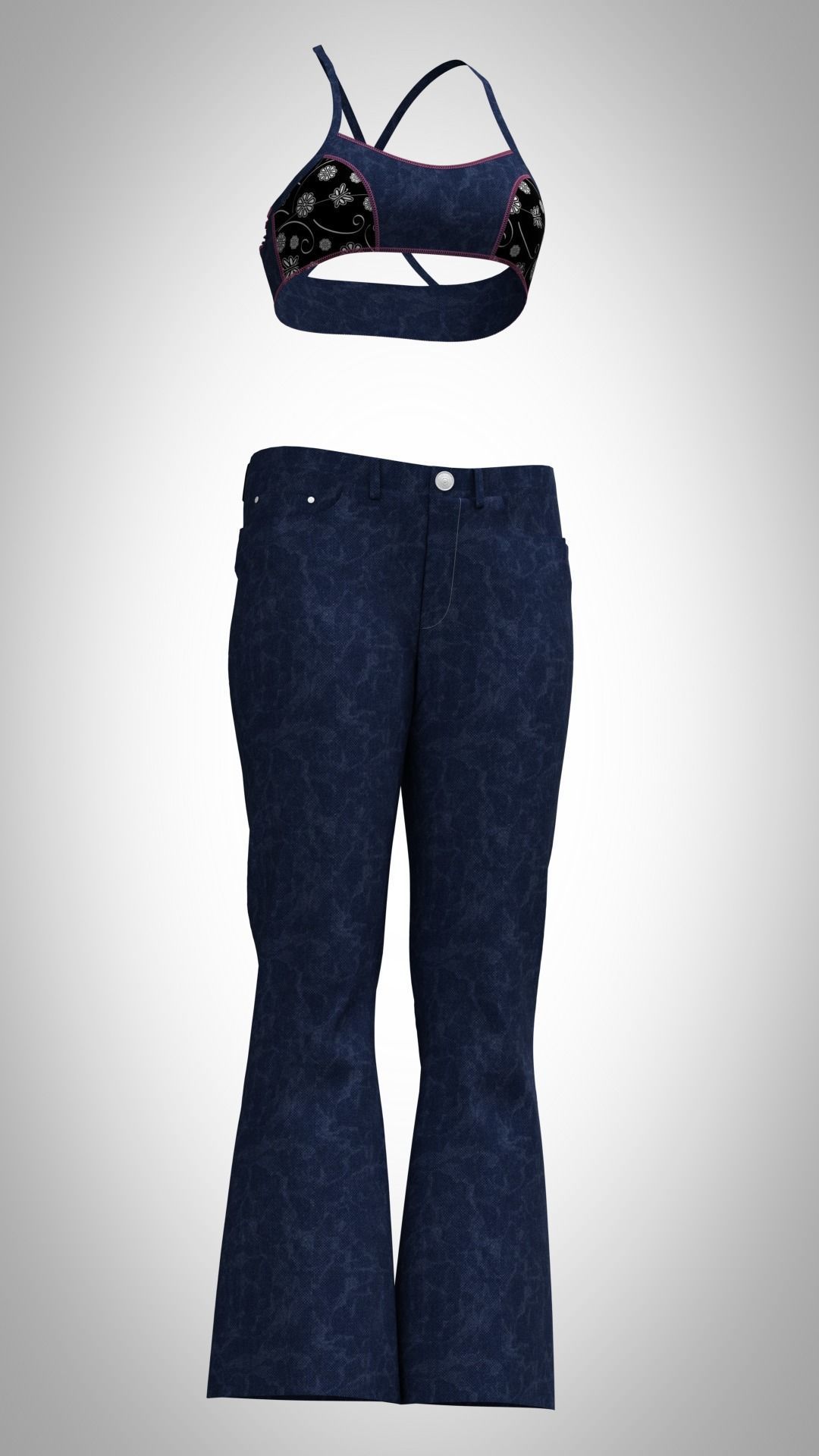 ladies jeans and bikini Low-poly 3D model_5