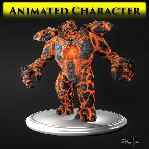 Fire Golem Low-poly 3D model