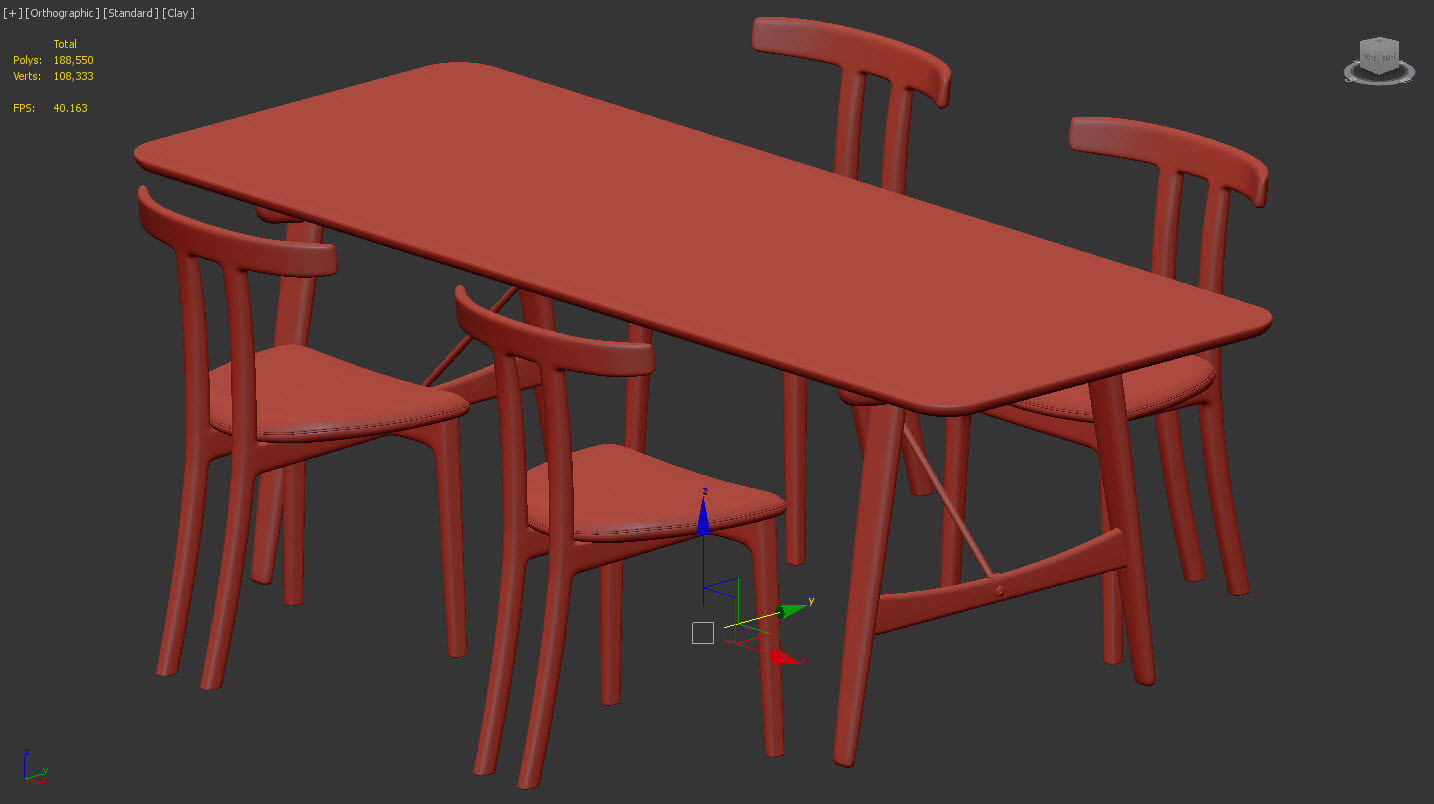 Dinning set by carl hansen 3D model_12