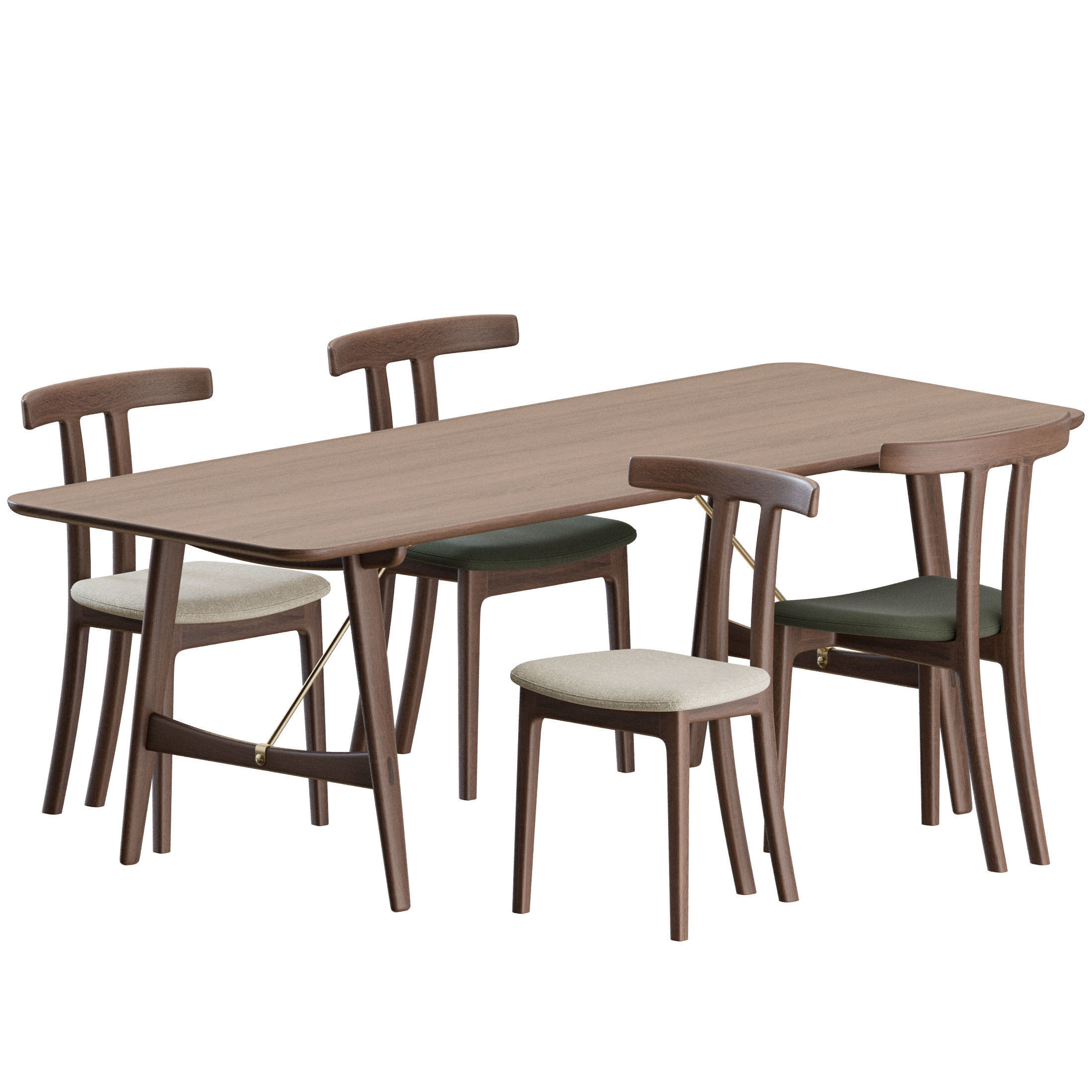 Dinning set by carl hansen 3D model_3