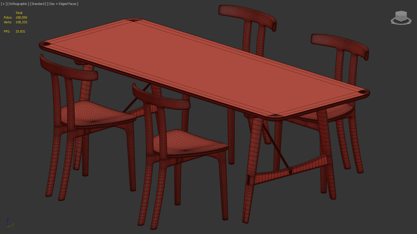 Dinning set by carl hansen 3D model_13